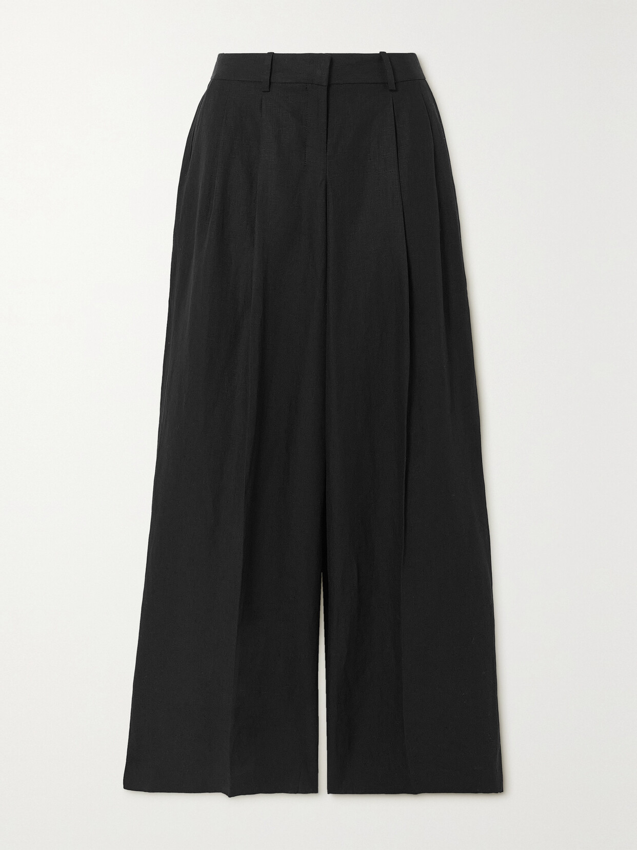 Theory - Pleated Linen Wide-leg Pants - Black