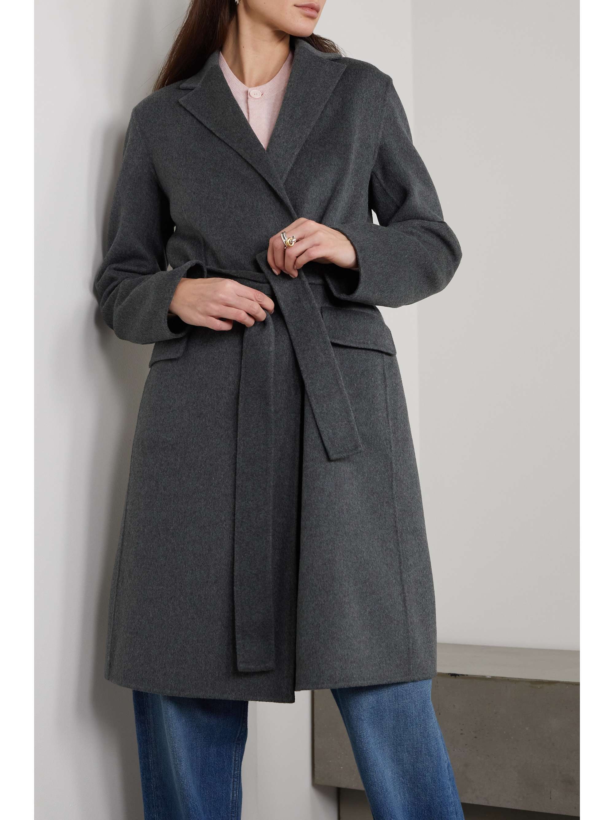 THEORY Belted wool and cashmereblend coat NETAPORTER