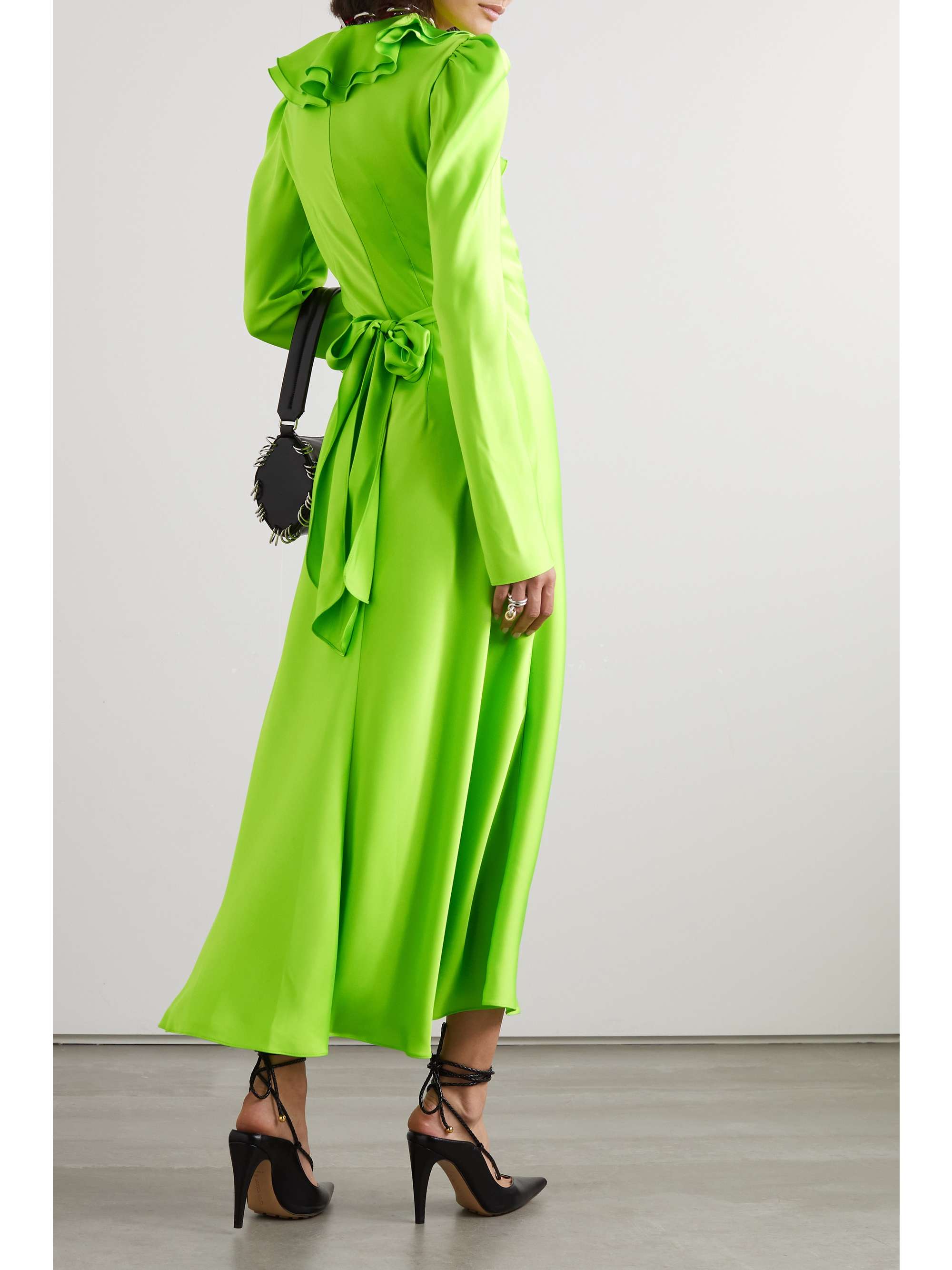 PHILOSOPHY DI LORENZO SERAFINI Ruffled neon duchesse-satin maxi wrap ...