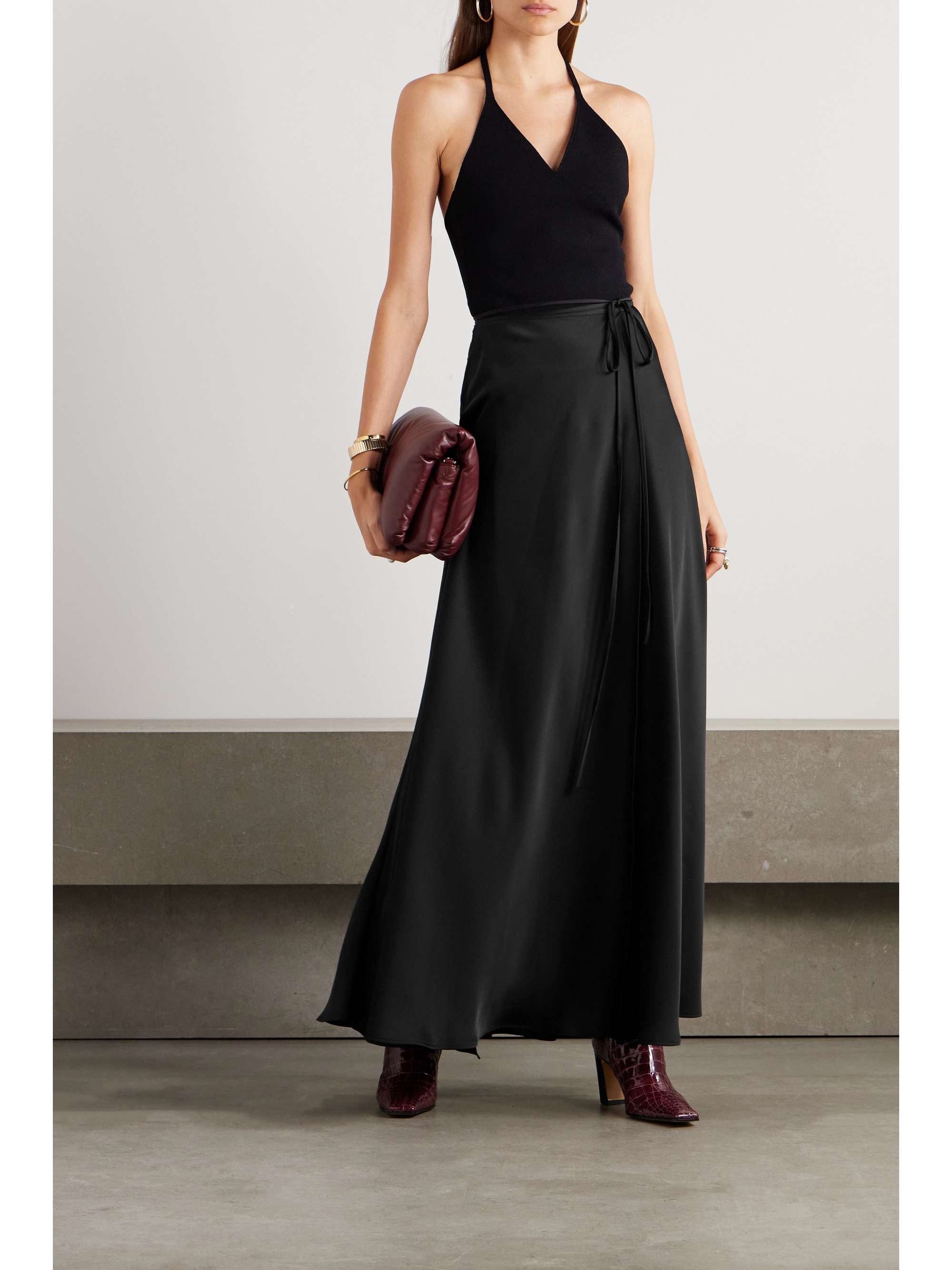 wrap maxi skirt