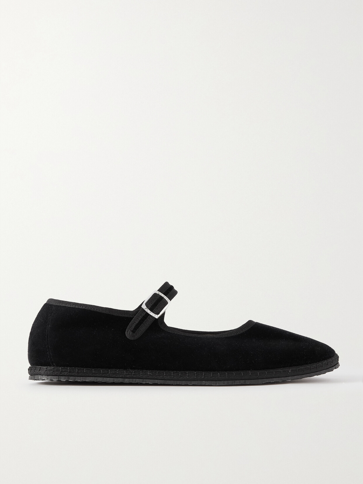 Vibi Venezia Grosgrain-trimmed Velvet Mary Jane Slippers In Black