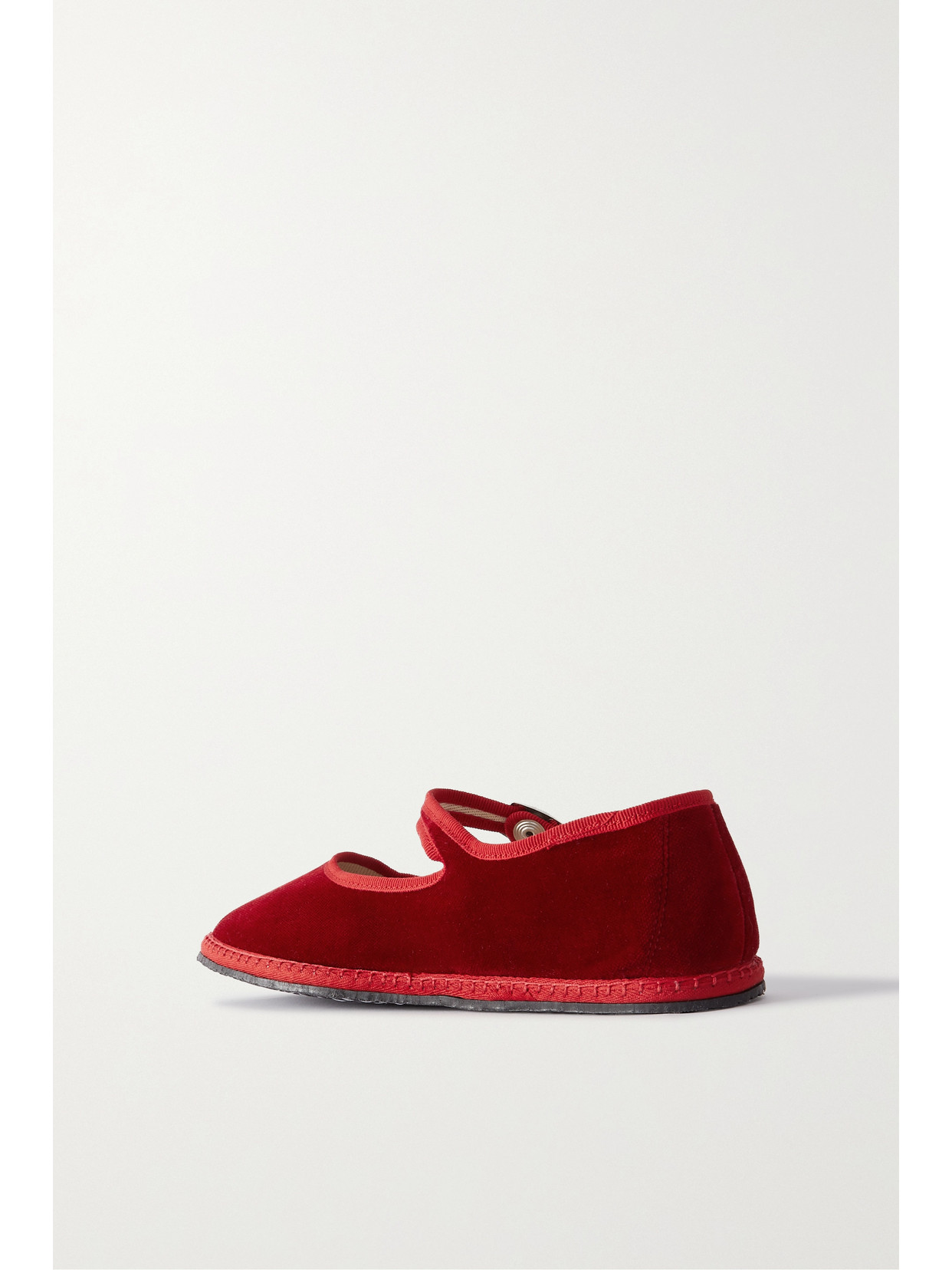 VIBI VENEZIA GROSGRAIN-TRIMMED VELVET MARY JANE SLIPPERS