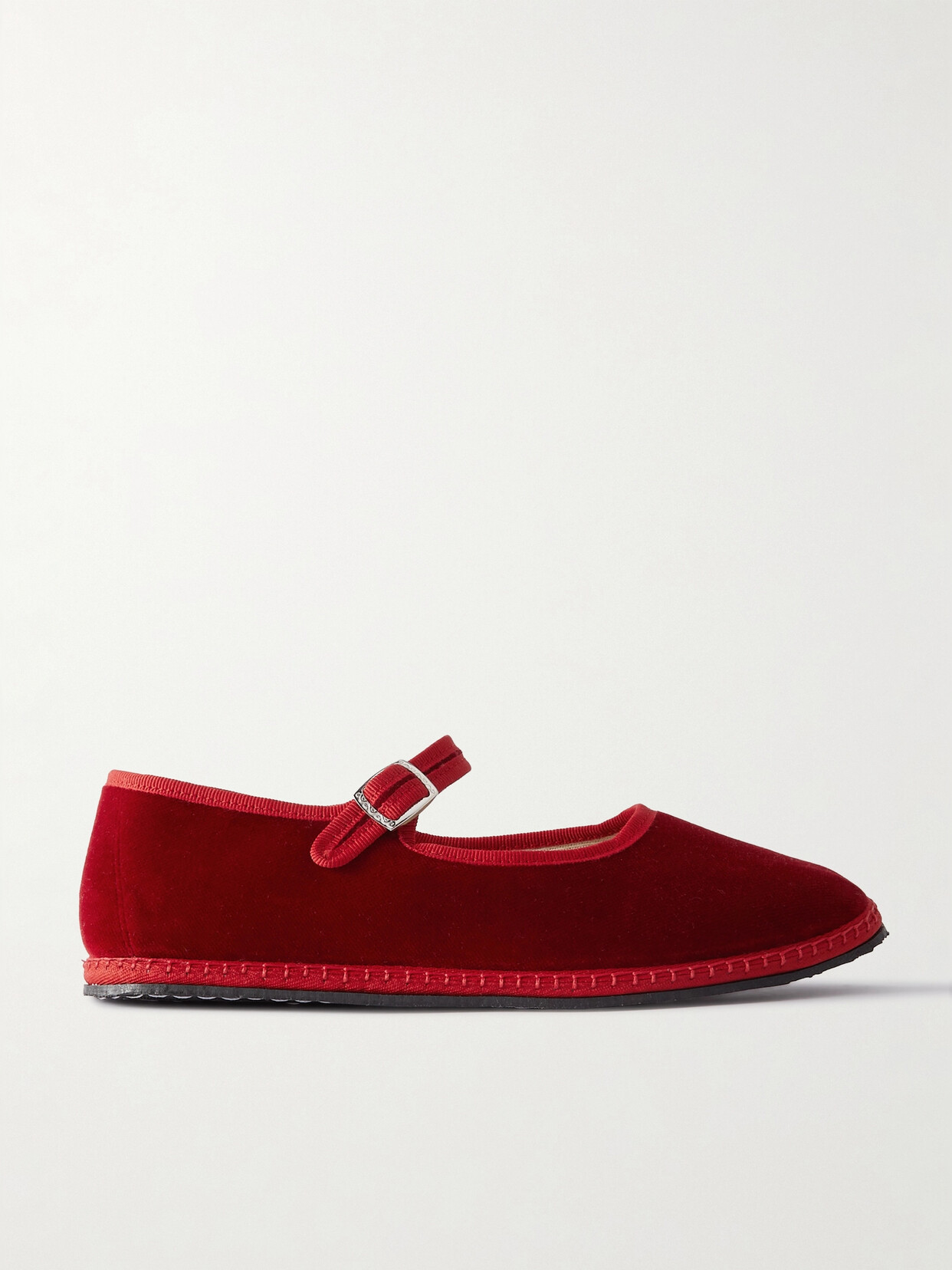 Vibi Venezia - Grosgrain-trimmed Velvet Mary Jane Slippers - Red