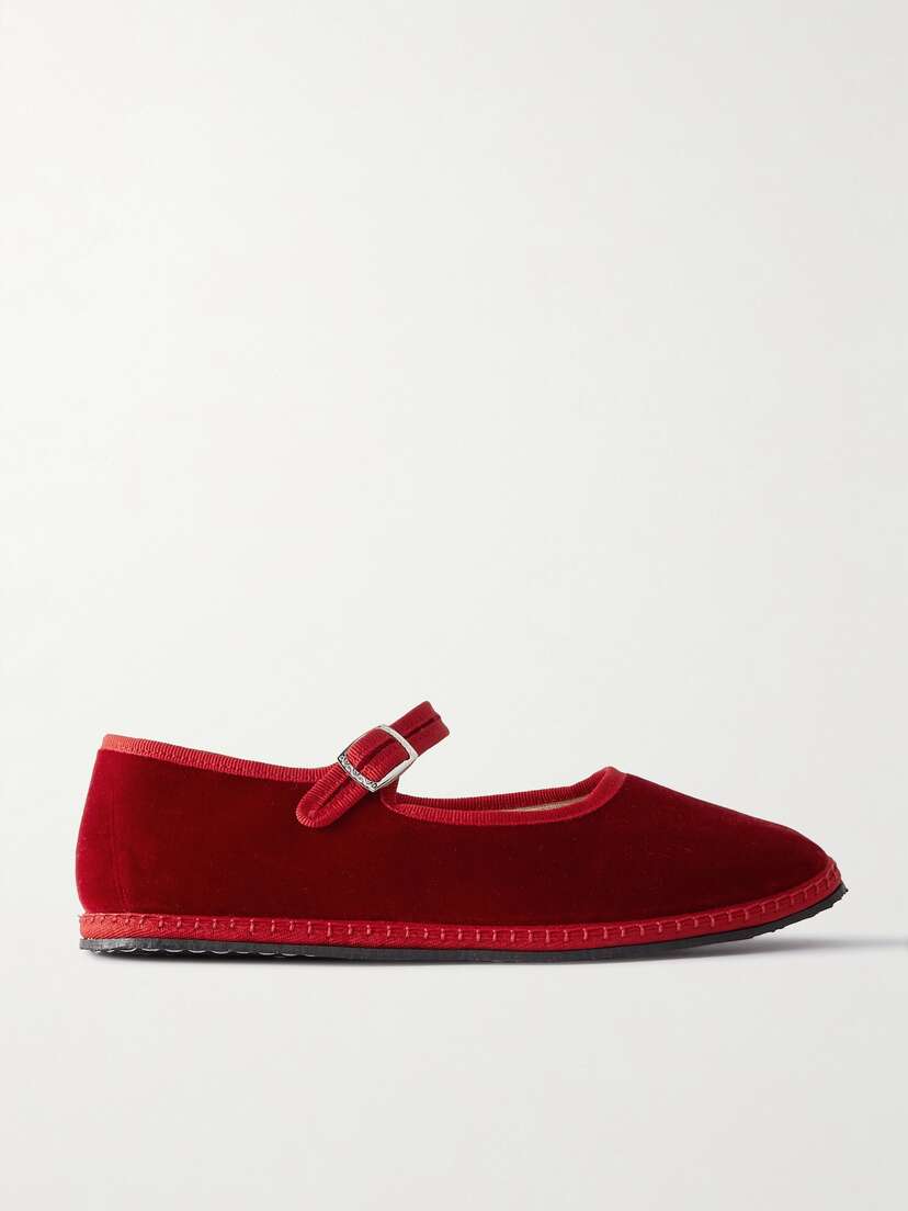 Vibi Venezia Grosgrain-trimmed Velvet Mary Jane Slippers