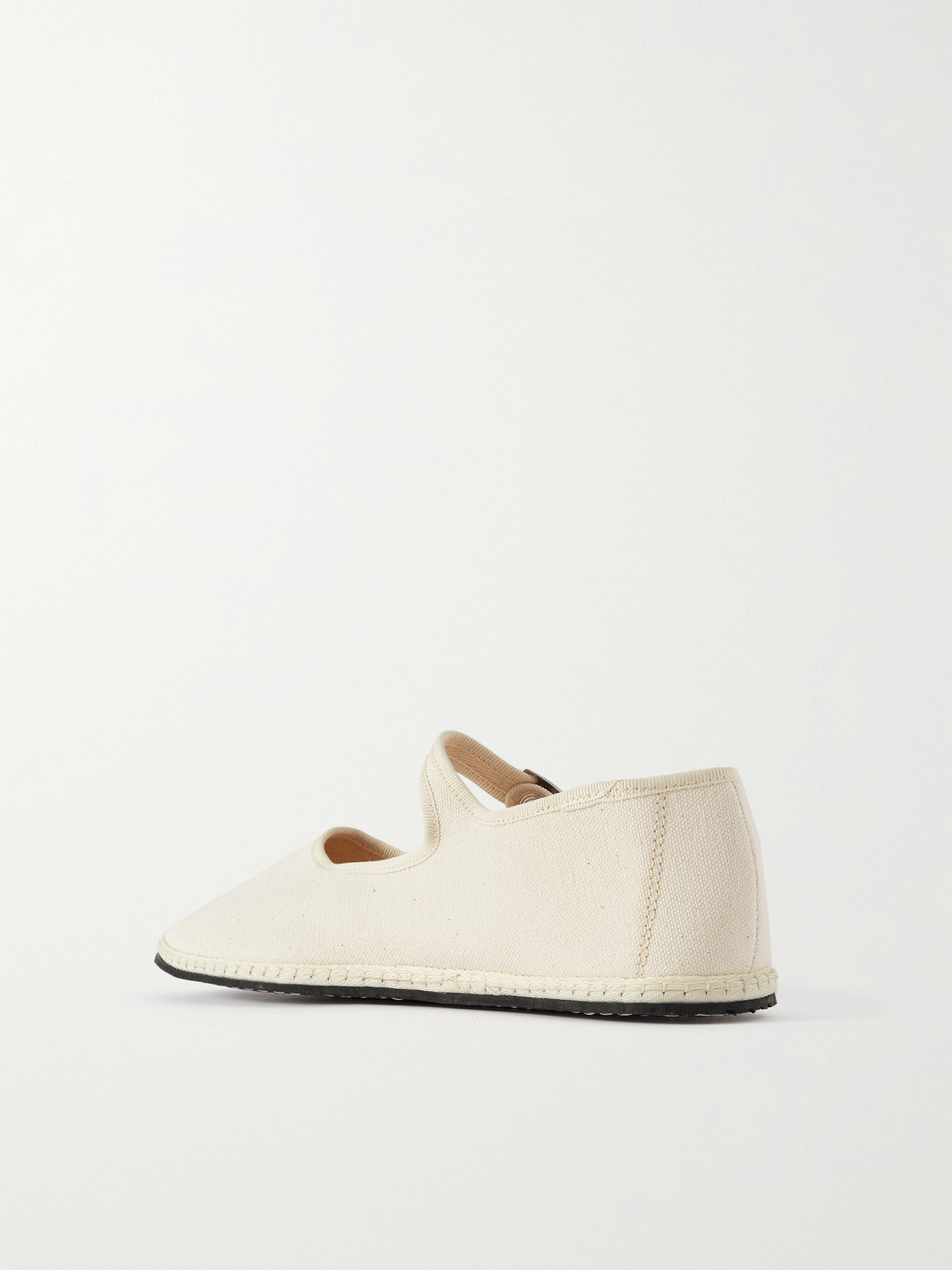VIBI VENEZIA GROSGRAIN-TRIMMED CANVAS MARY JANE SLIPPERS
