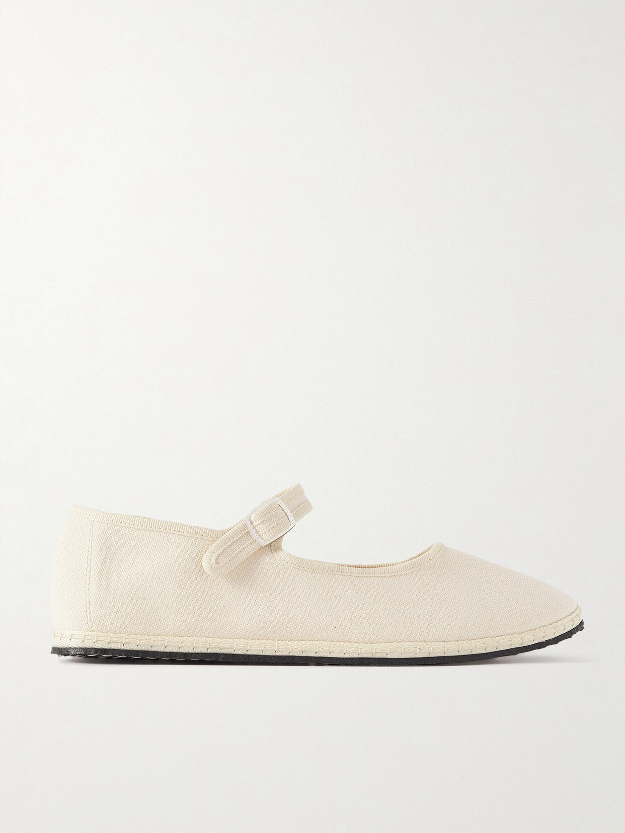 Vibi Venezia - Grosgrain-trimmed Canvas Mary Jane Slippers - Neutrals