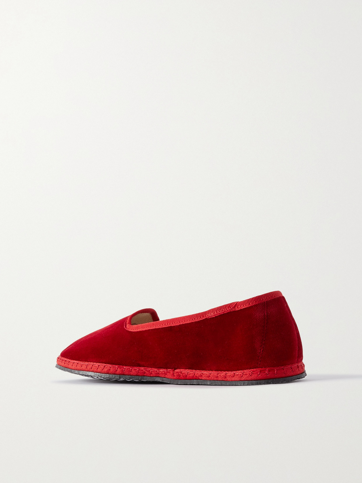 Vibi Venezia Furlane Grosgrain-trimmed Velvet Slippers In Red