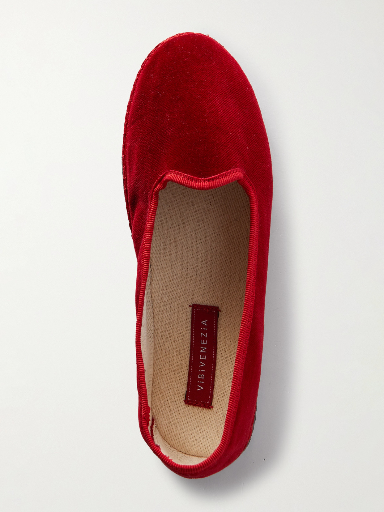 Vibi Venezia Furlane Grosgrain-trimmed Velvet Slippers In Red