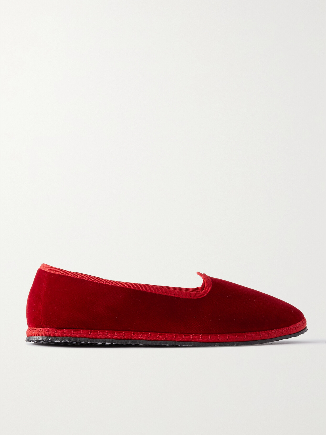 Vibi Venezia - Furlane Grosgrain-trimmed Velvet Slippers - Red