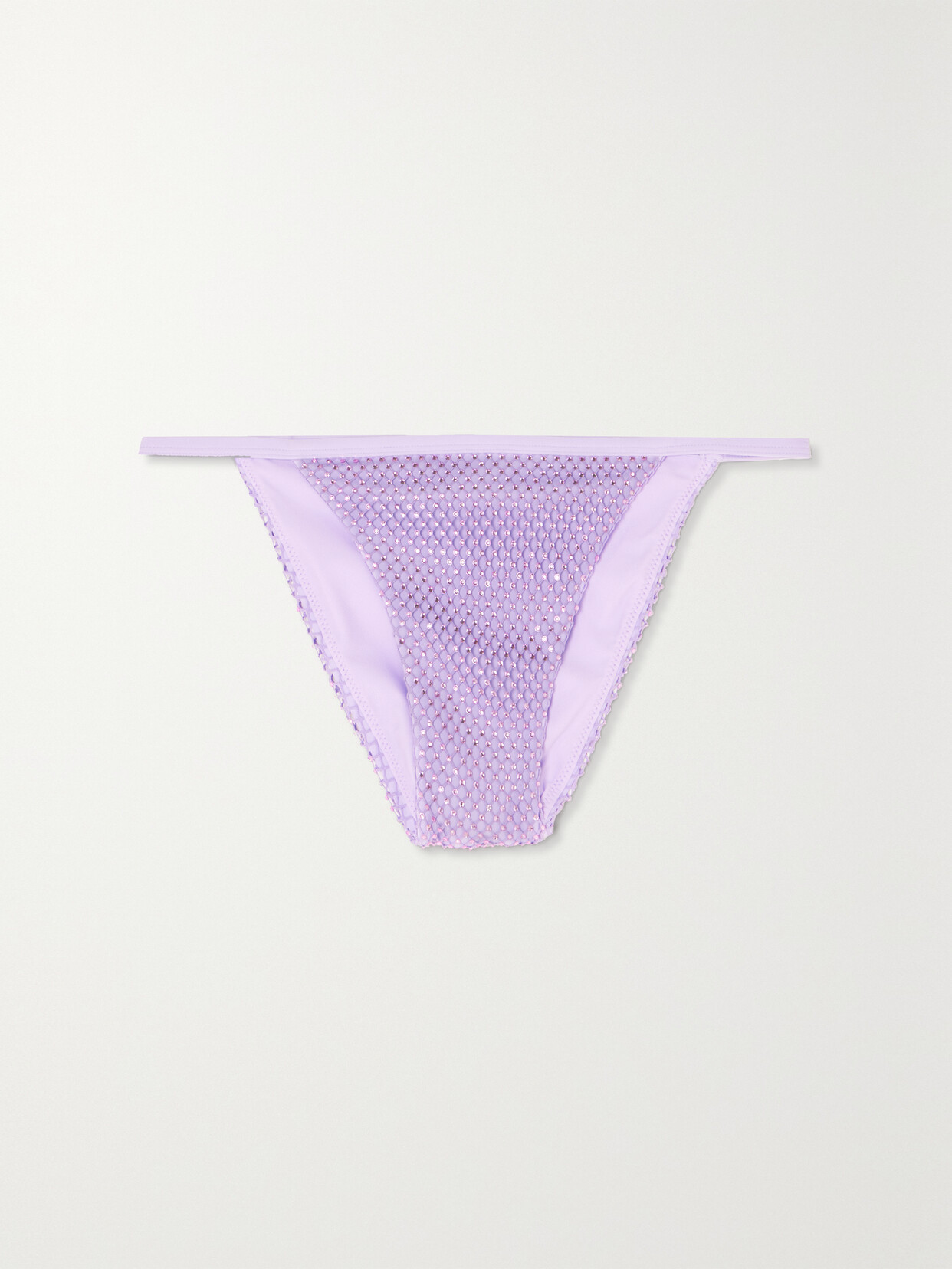 SIMKHAI Moxie Mesh-trimmed Crystal-embellished Bikini Briefs - Purple