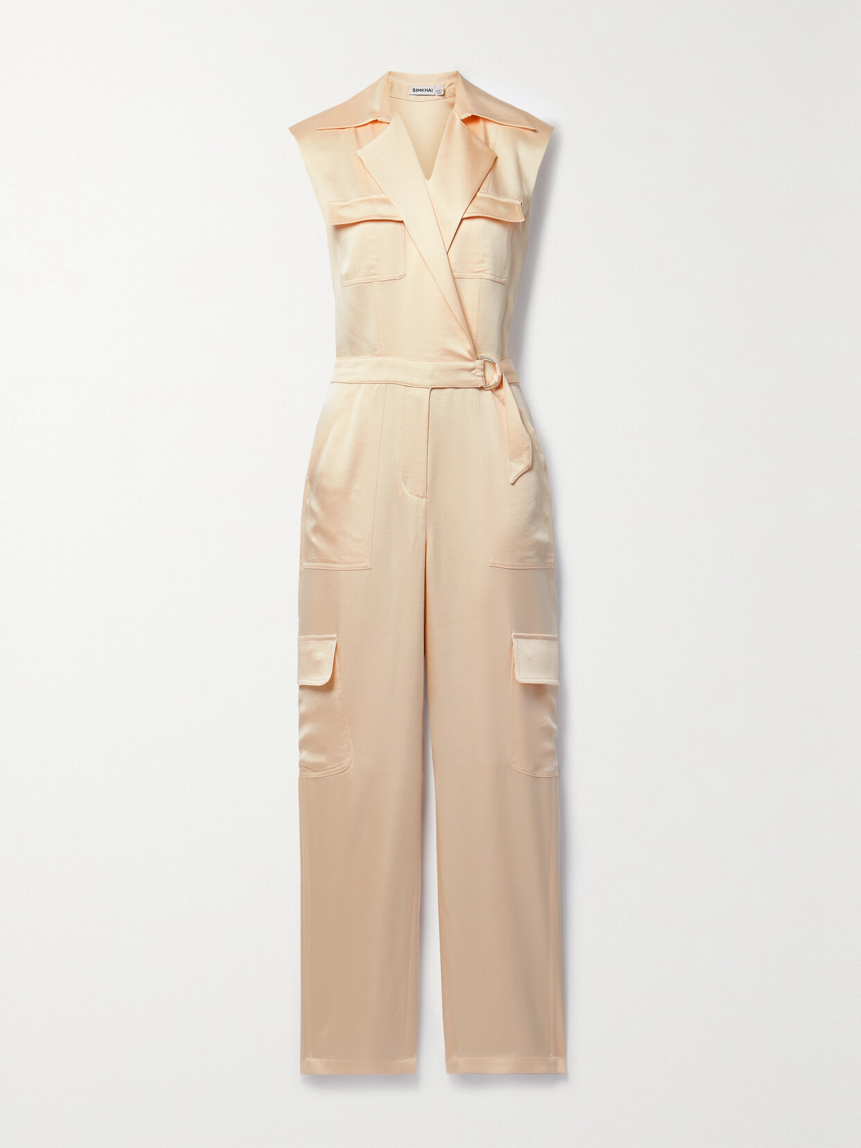 SIMKHAI - Haisley Satin Wrap Jumpsuit - Orange