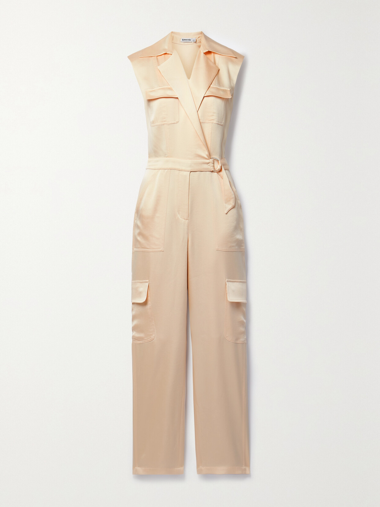 SIMKHAI HAISLEY SATIN WRAP JUMPSUIT