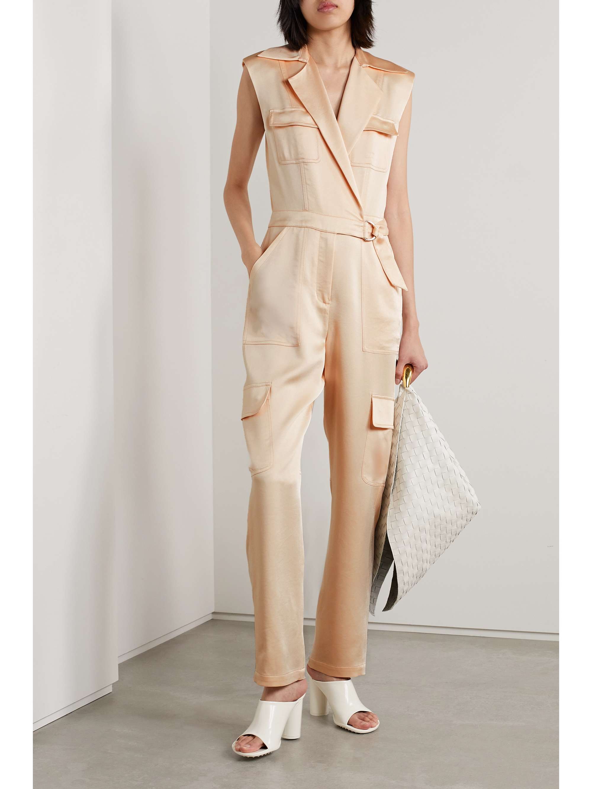 SIMKHAI Haisley satin wrap jumpsuit | NET-A-PORTER