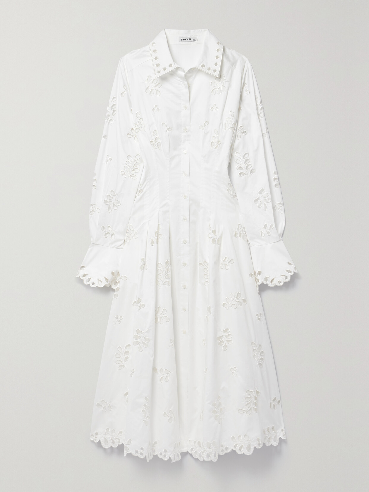 SIMKHAI - Eda Broderie Anglaise Cotton-poplin Midi Shirt Dress - White