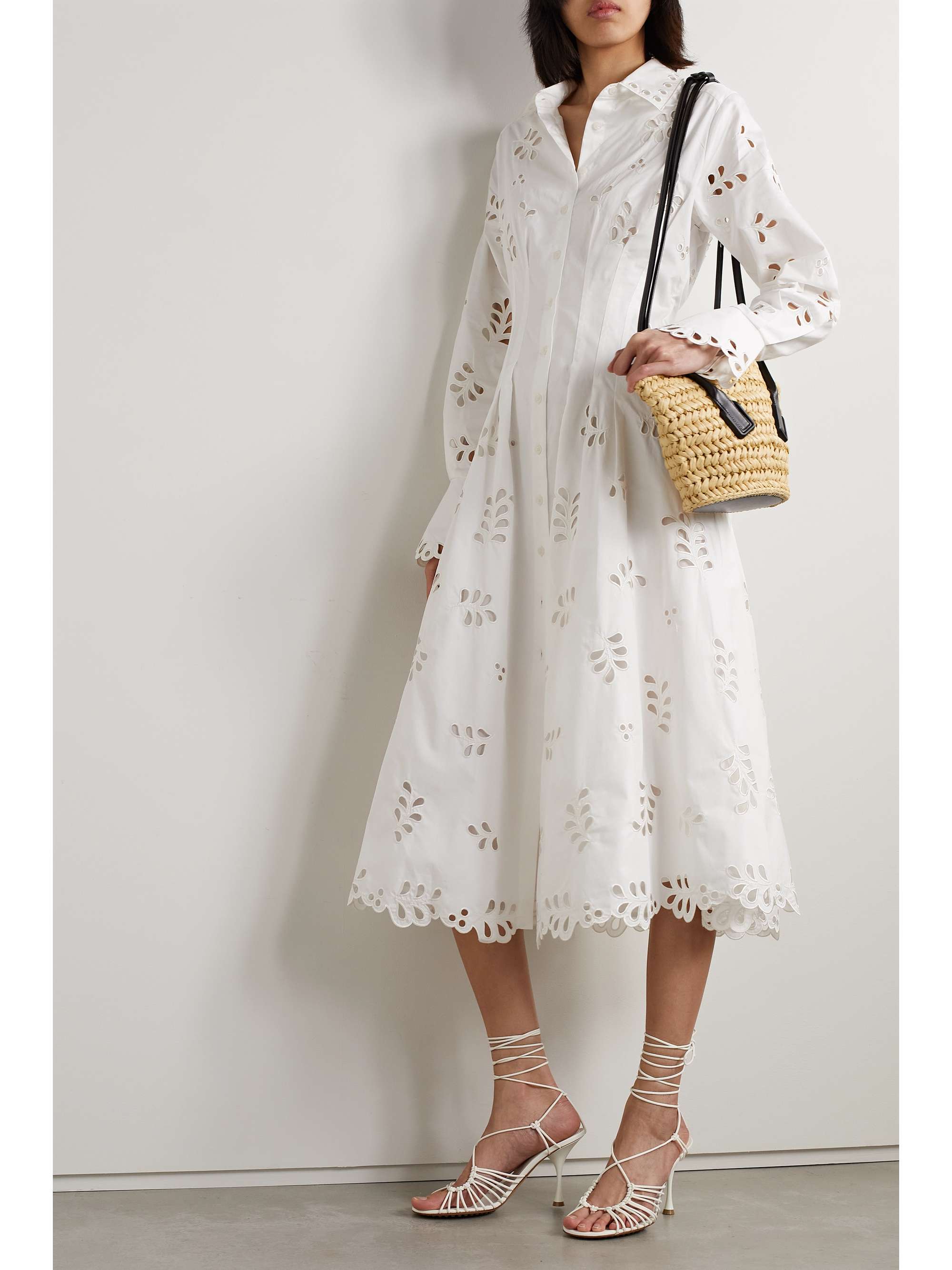 SIMKHAI Eda broderie anglaise cotton-poplin midi shirt dress | NET-A-PORTER