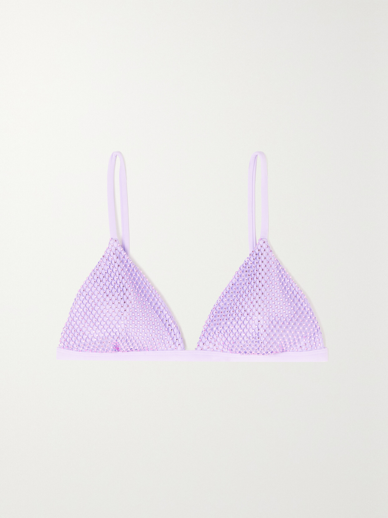 SIMKHAI Joelle Mesh-trimmed Crystal-embellished Triangle Bikini Top - Purple
