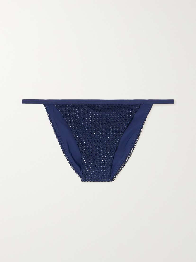 Simkhai Moxie Mesh-trimmed Crystal-embellished Bikini Briefs
