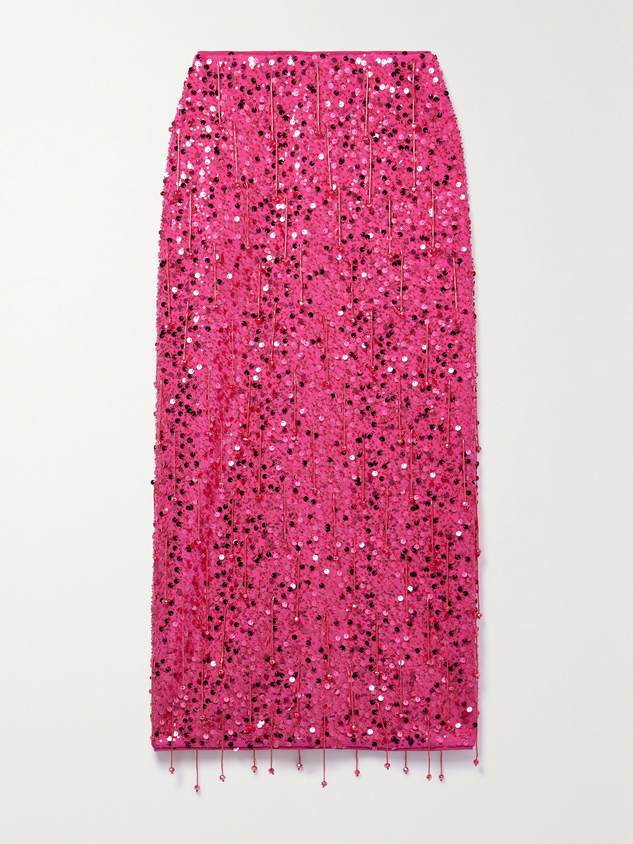 SIMKHAI - Gisele Fringed Embellished Stretch-jersey Midi Skirt - Pink