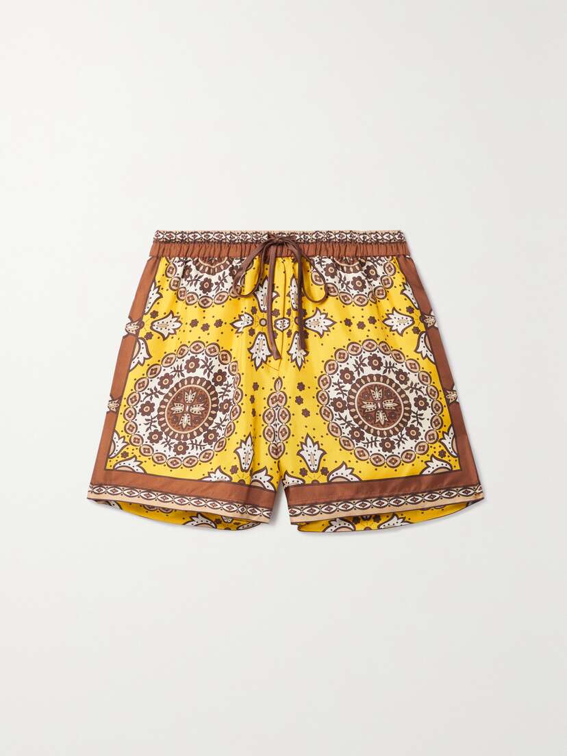 Nili Lotan Frances Printed Silk-satin Twill Shorts