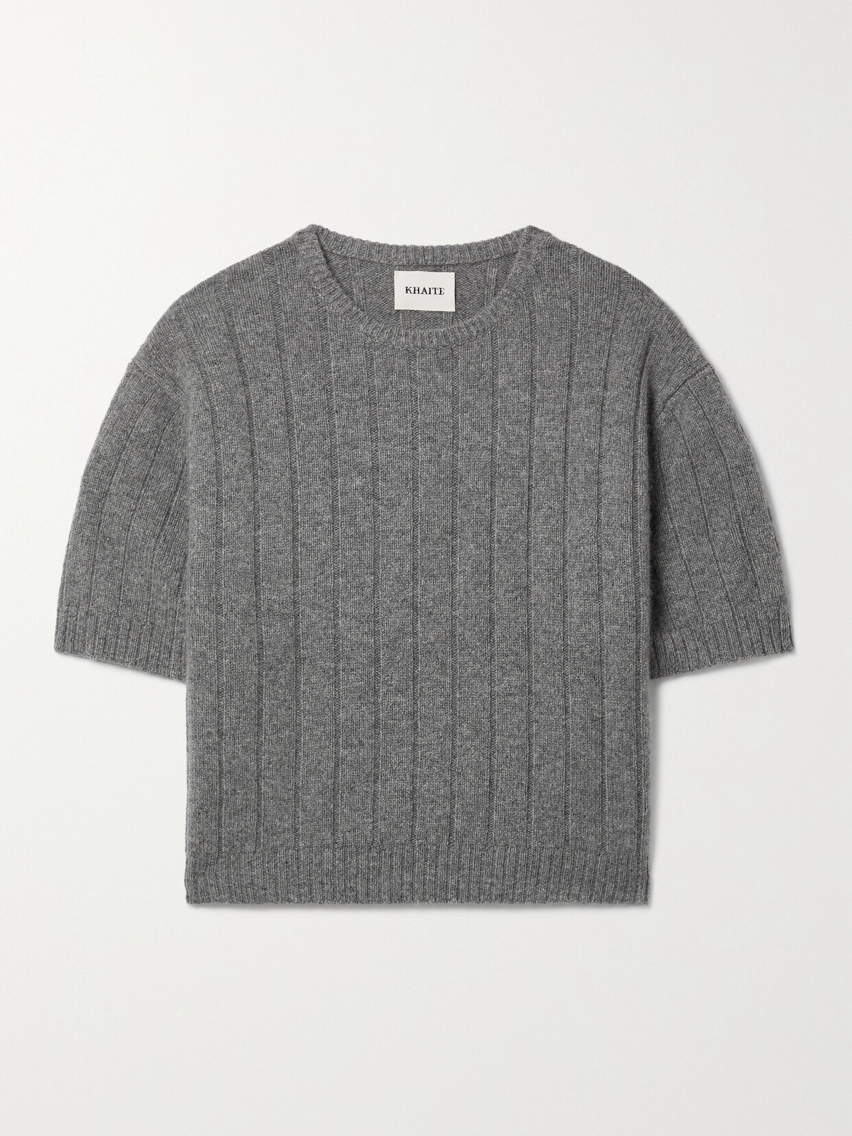 Khaite - Esmeralda Cropped Ribbed Cashmere Sweater - Gray