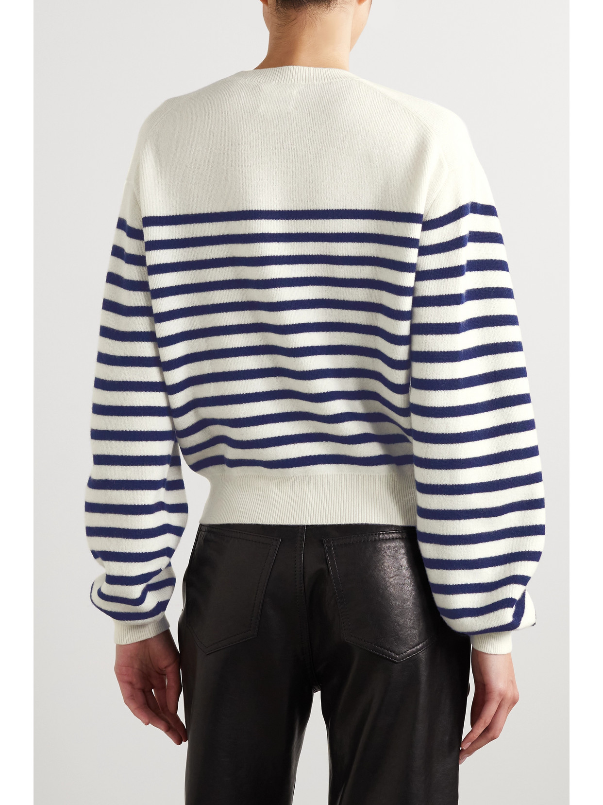 Khaite And Navy Blue Striped Merino Wool Sweater In Multi
