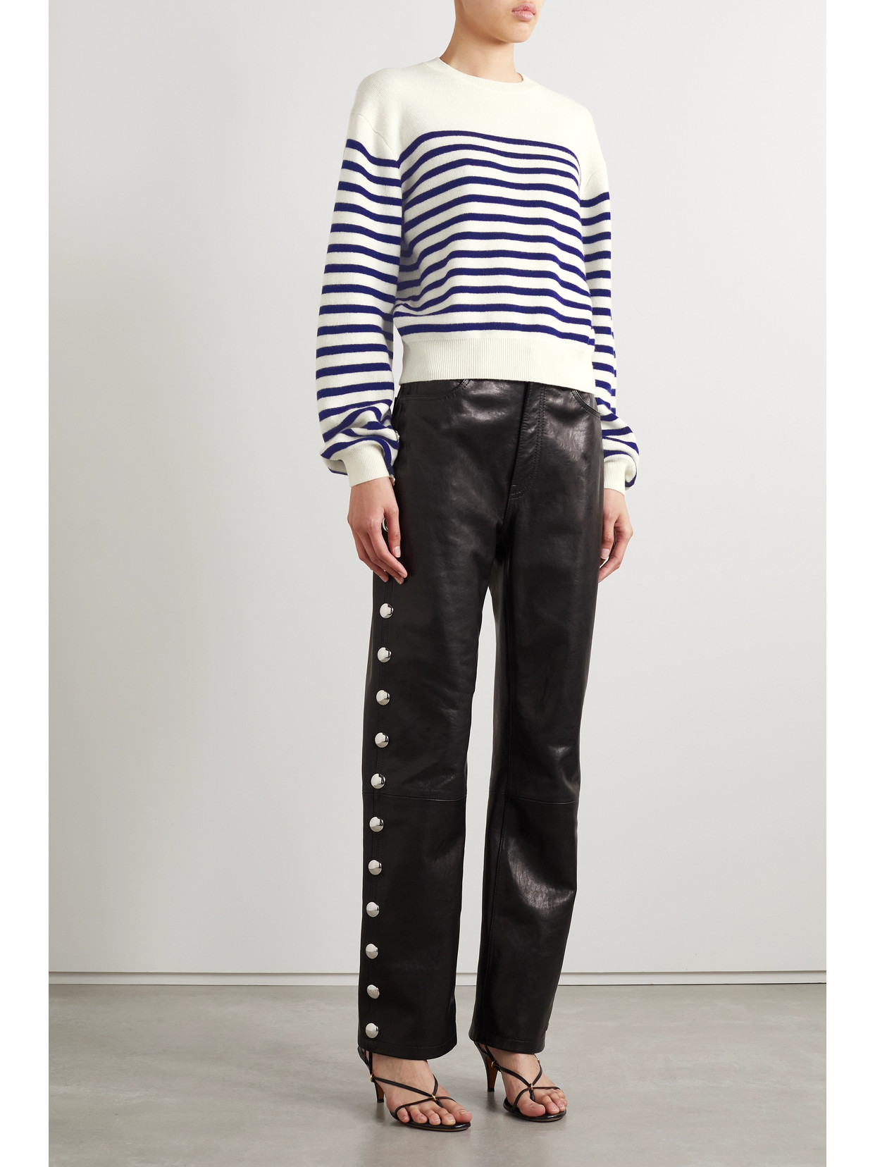 Khaite And Navy Blue Striped Merino Wool Sweater In Multi