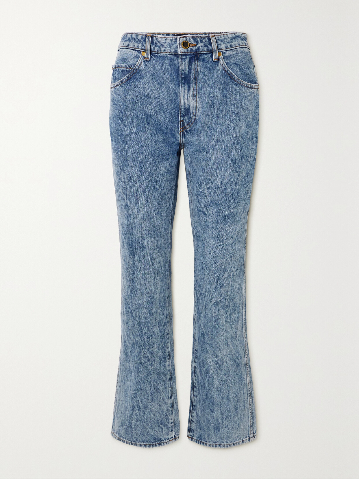 Khaite Vivian Cropped High-rise Bootcut Jeans In Blue