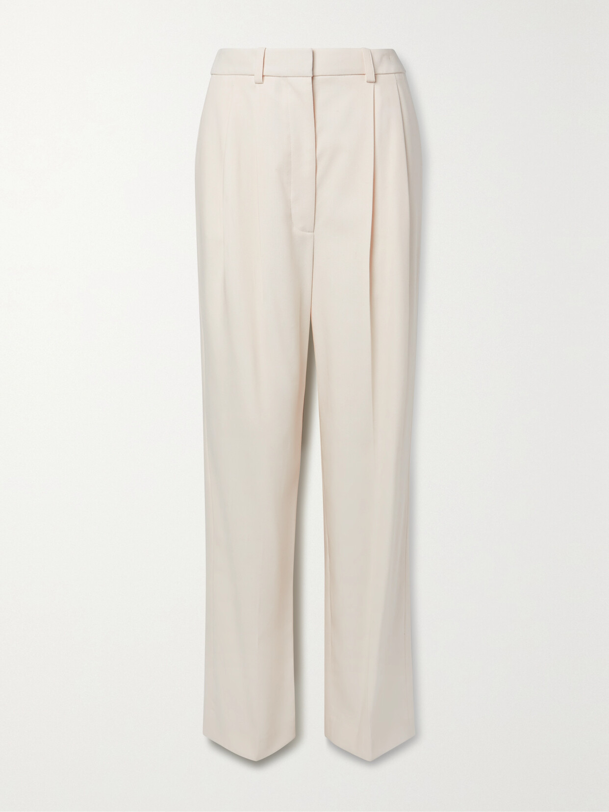 Khaite Leaton Pleated Grain De Poudre Wool-blend Wide-leg Pants