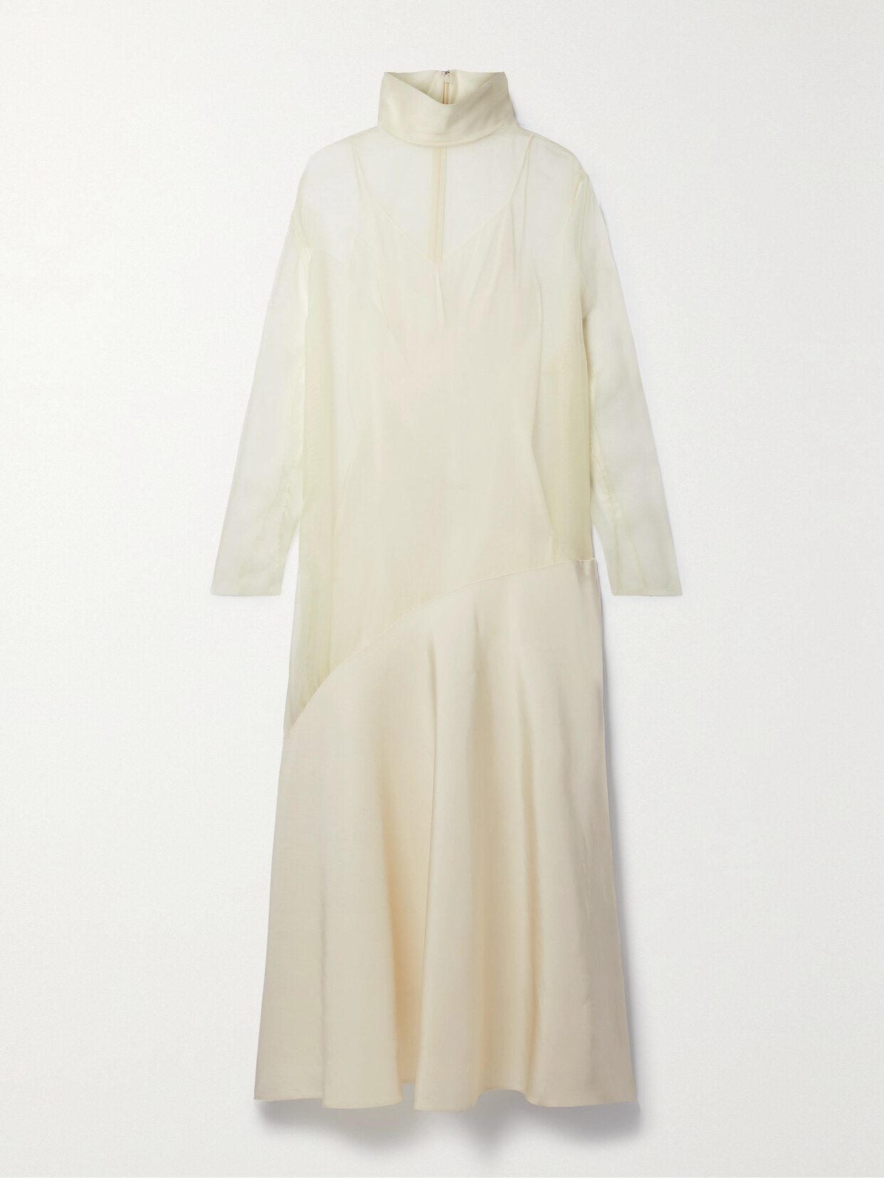 Khaite Bellamy Faille And Silk-organza Turtleneck Maxi Dress