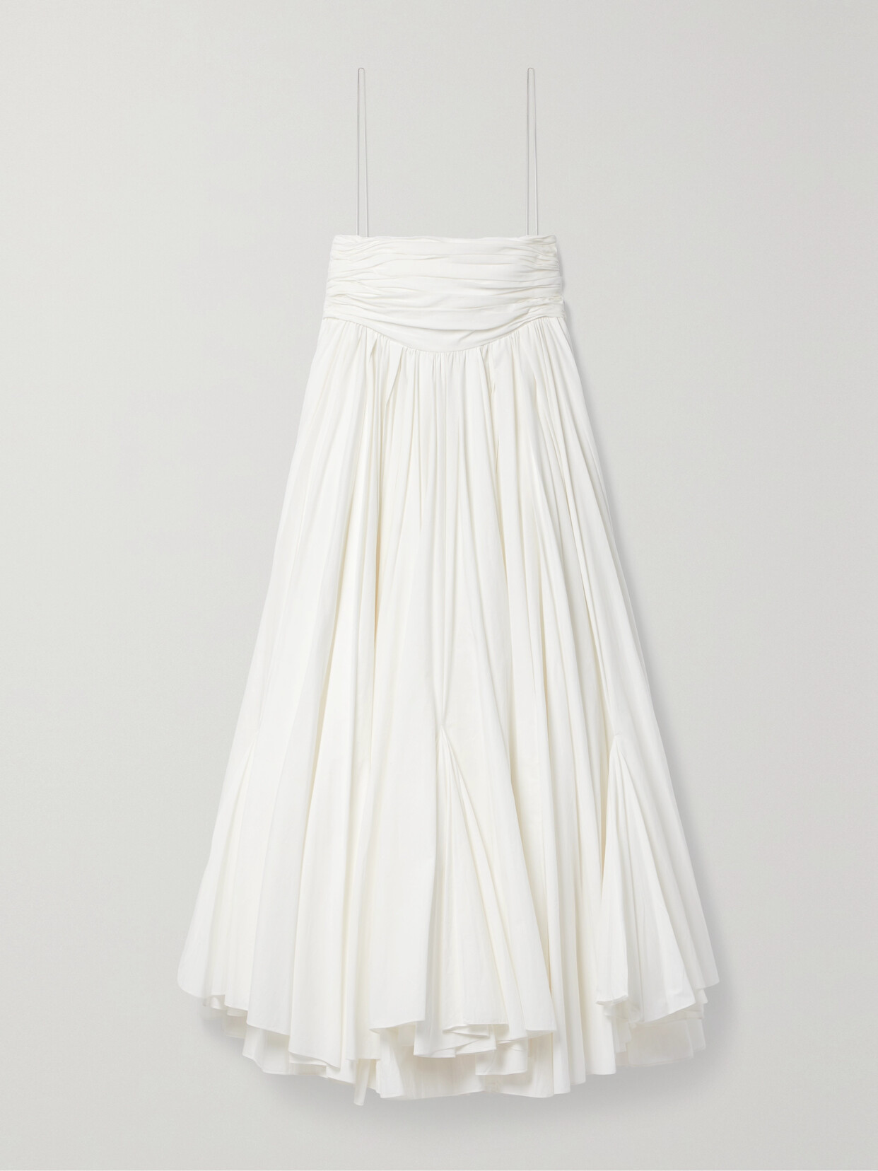 Khaite - Lally Gathered Cotton-poplin Maxi Dress - White