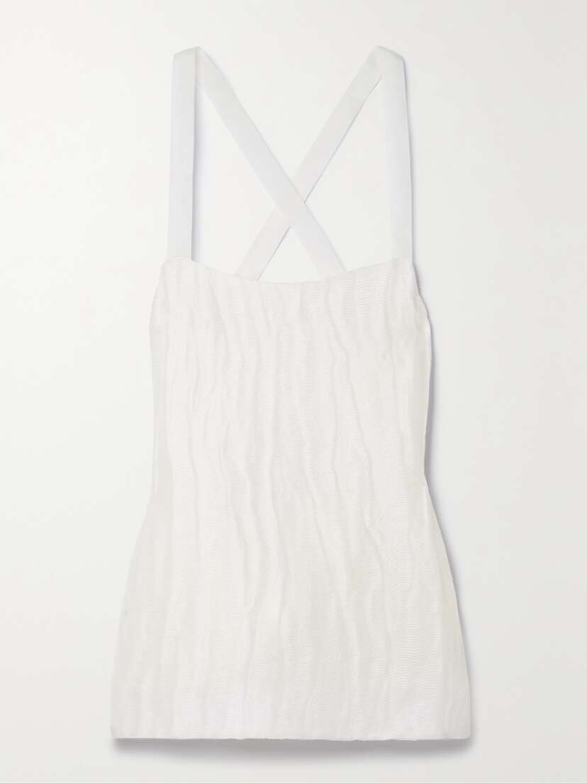 Khaite Axell Ribbed Linen And Silk-blend Tank