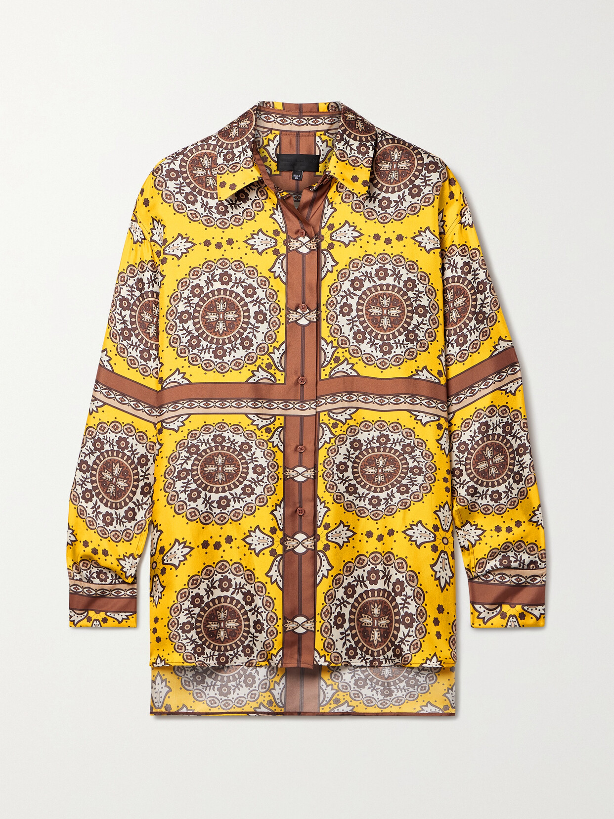 Nili Lotan Julien Silk Shirt In Scarf Print Yellow