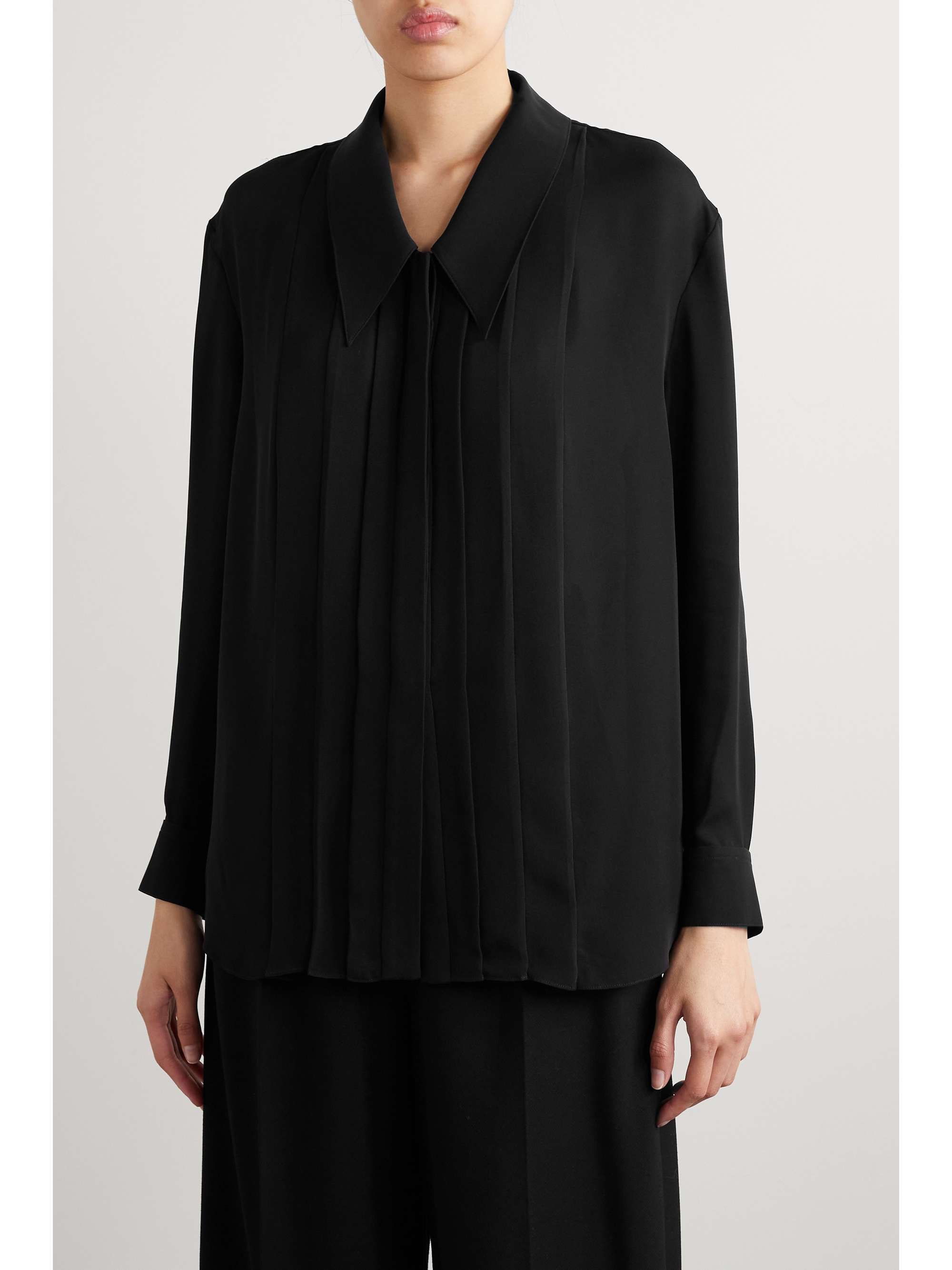 KHAITE Dorian pleated silk-crepe shirt | NET-A-PORTER