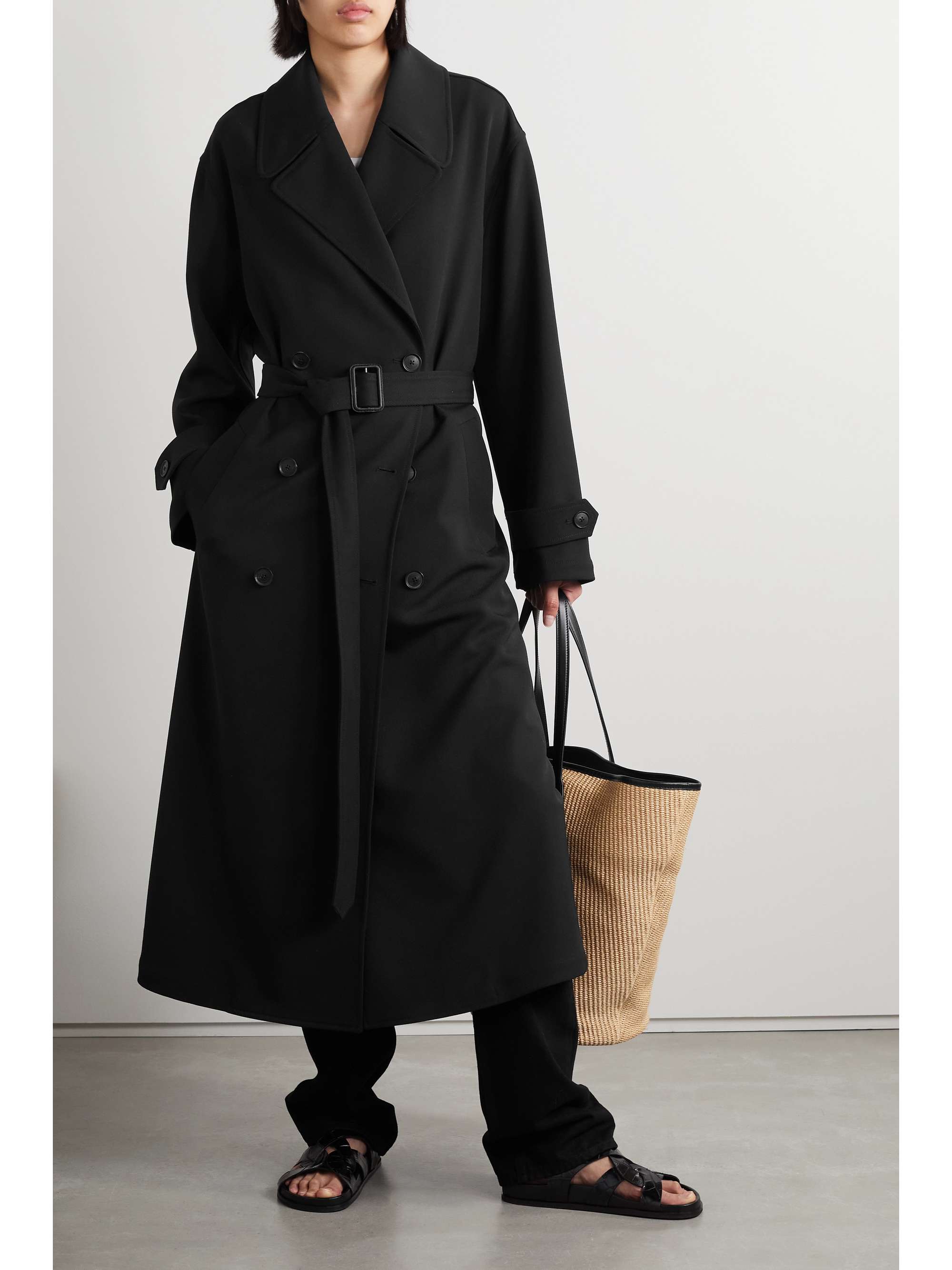 NILI LOTAN Louis oversized drill double-breasted trench coat