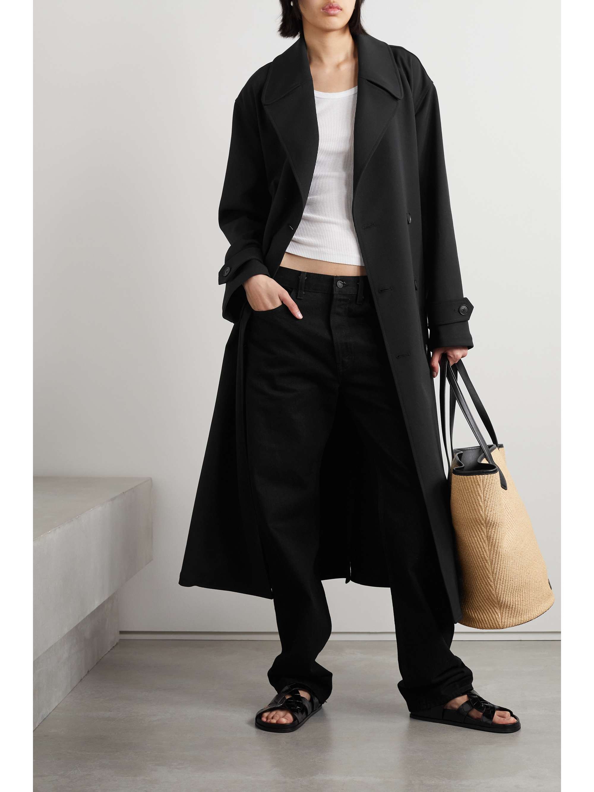 NILI LOTAN Louis oversized drill double-breasted trench coat