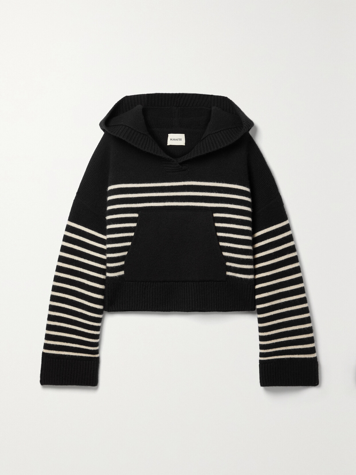 Khaite - Cruz Striped Cashmere Hoodie - Black