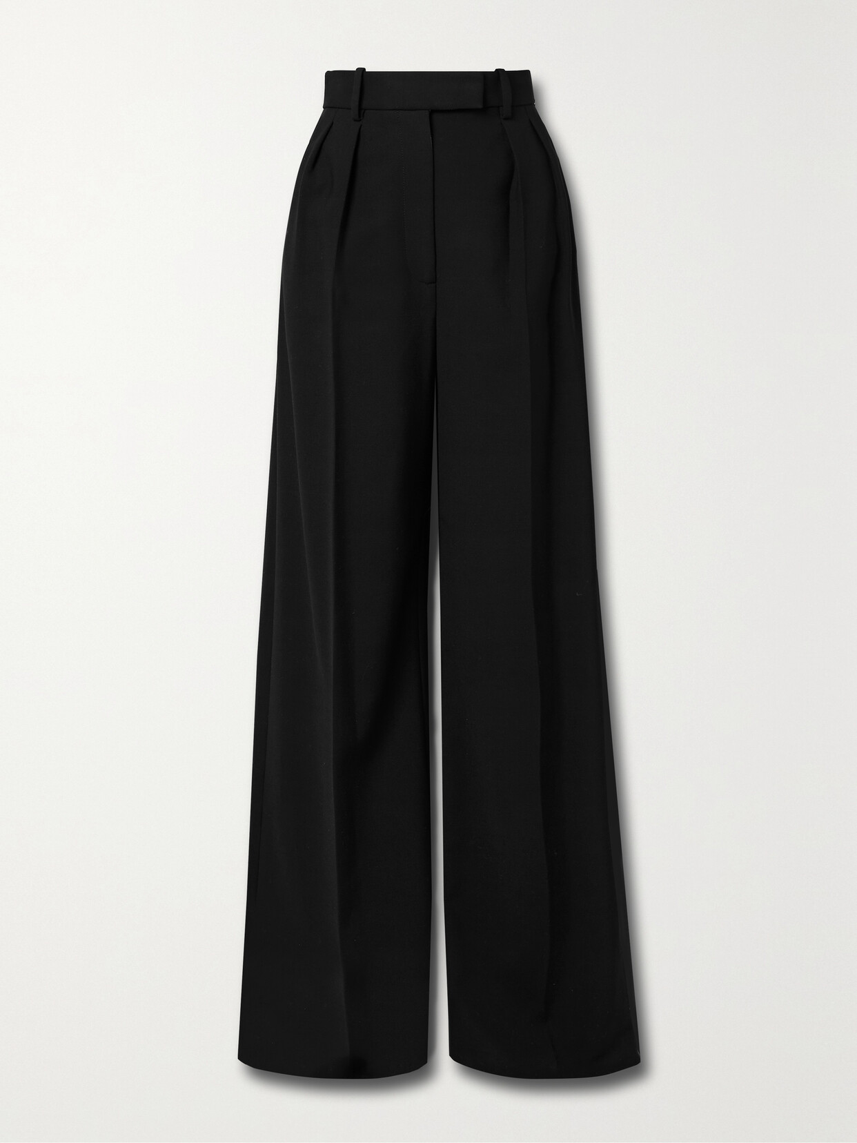 Khaite - Teyana Pleated Woven Wide-leg Pants - Black