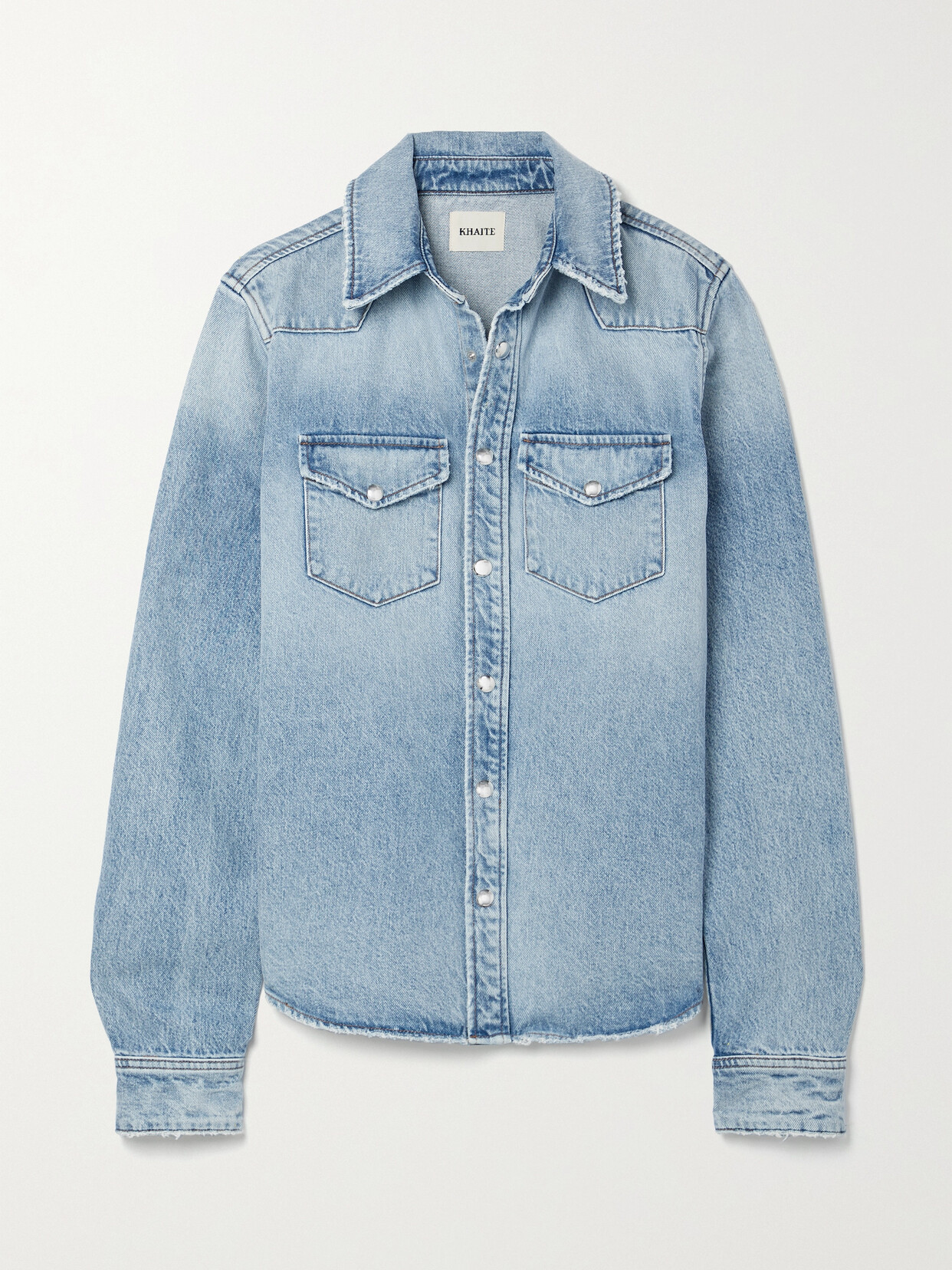 Khaite - Wesley Distressed Denim Shirt - Blue