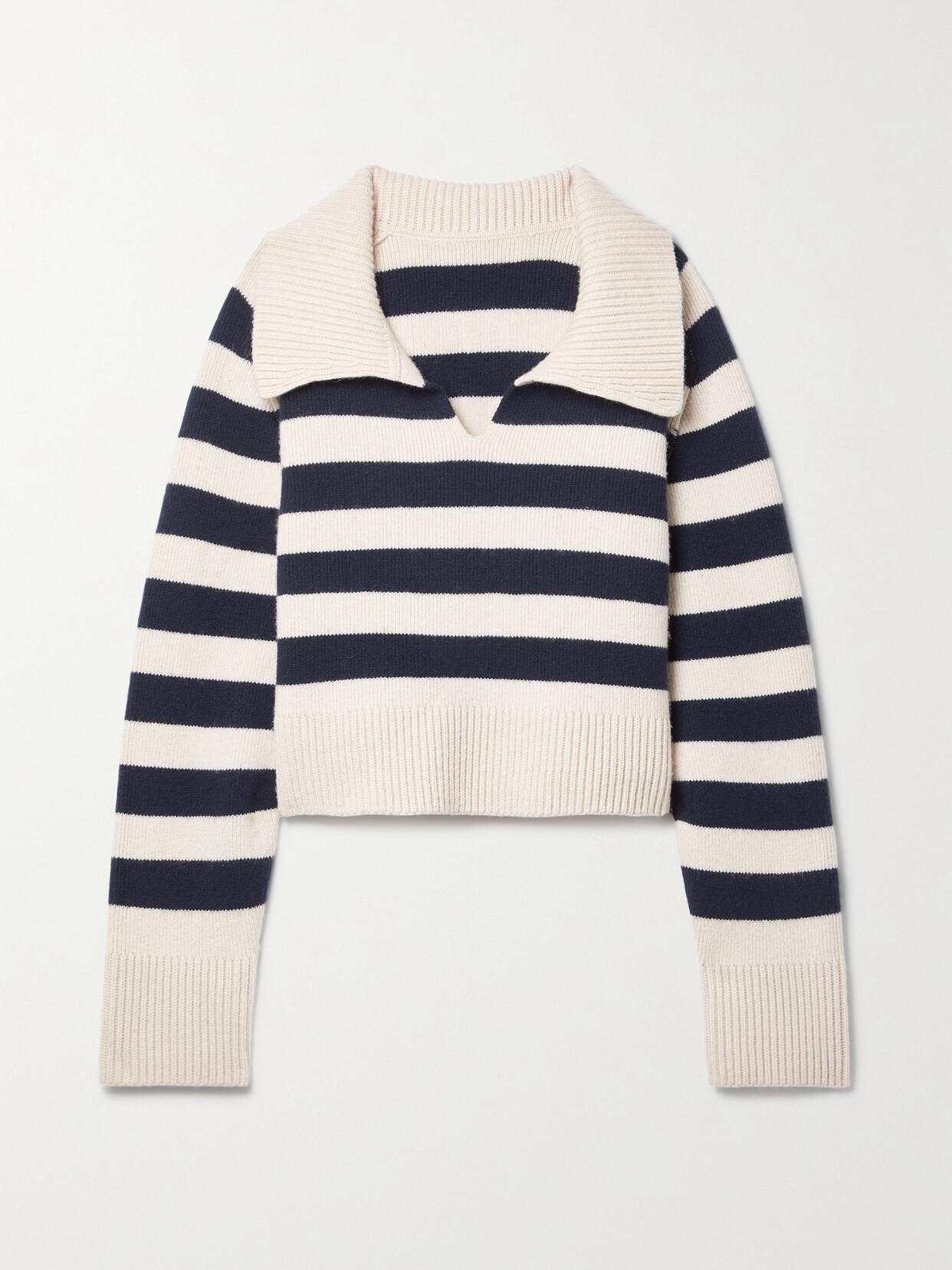 KHAITE FRANKLIN STRIPED CASHMERE SWEATER