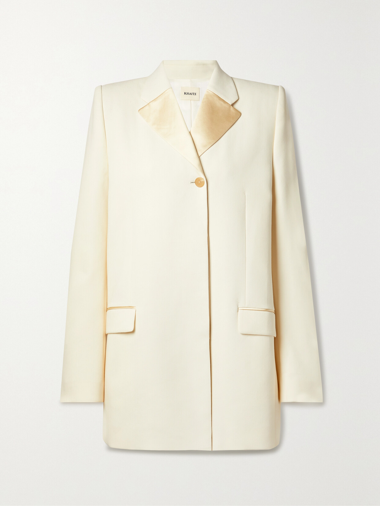 Khaite - Isaline Satin-trimmed Wool-blend Blazer - Cream