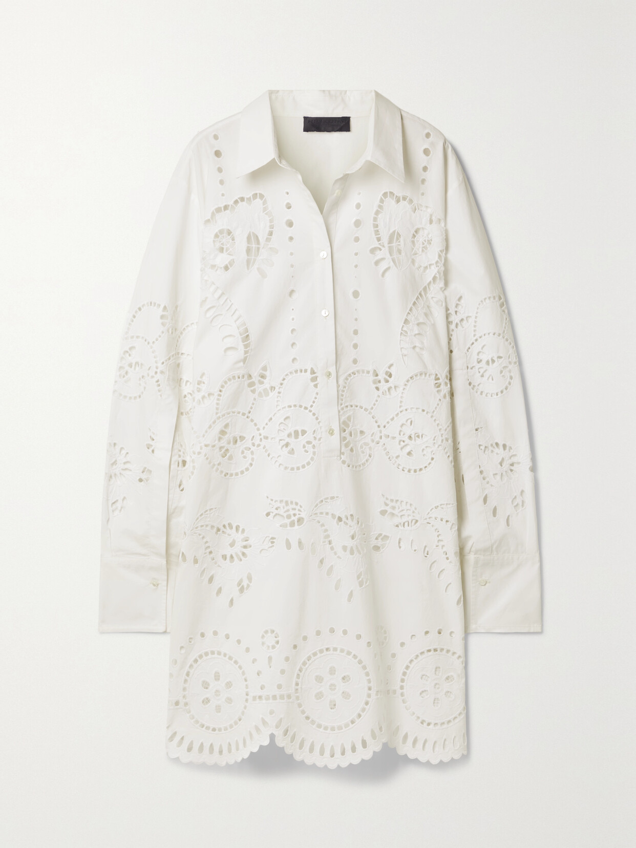 Nili Lotan Mathilde Broderie Anglaise Cotton-poplin Mini Shirt Dress - White
