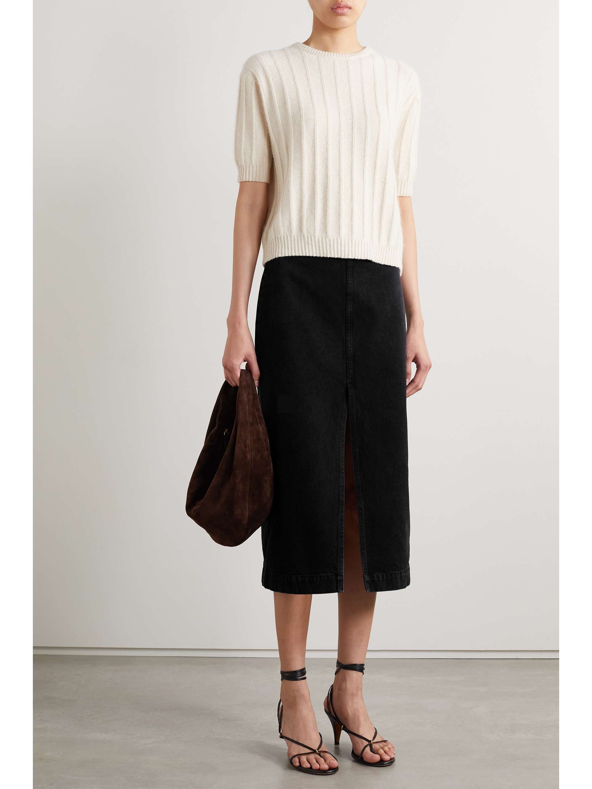 KHAITE Fraser denim midi skirt NETAPORTER