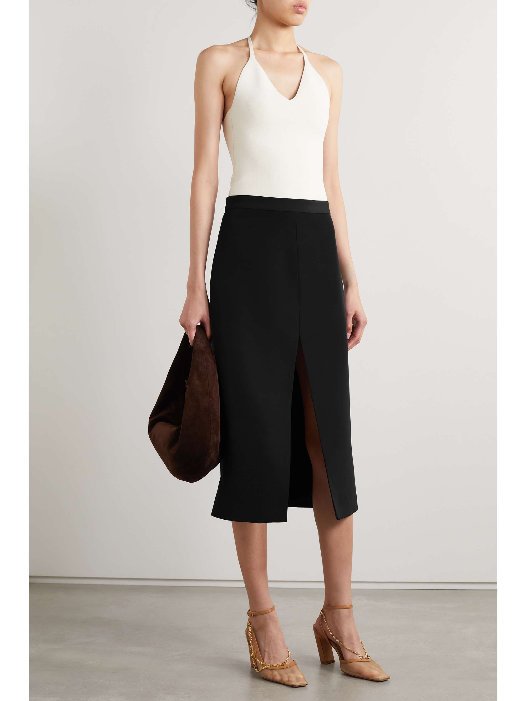 KHAITE Fraser jersey midi skirt NETAPORTER