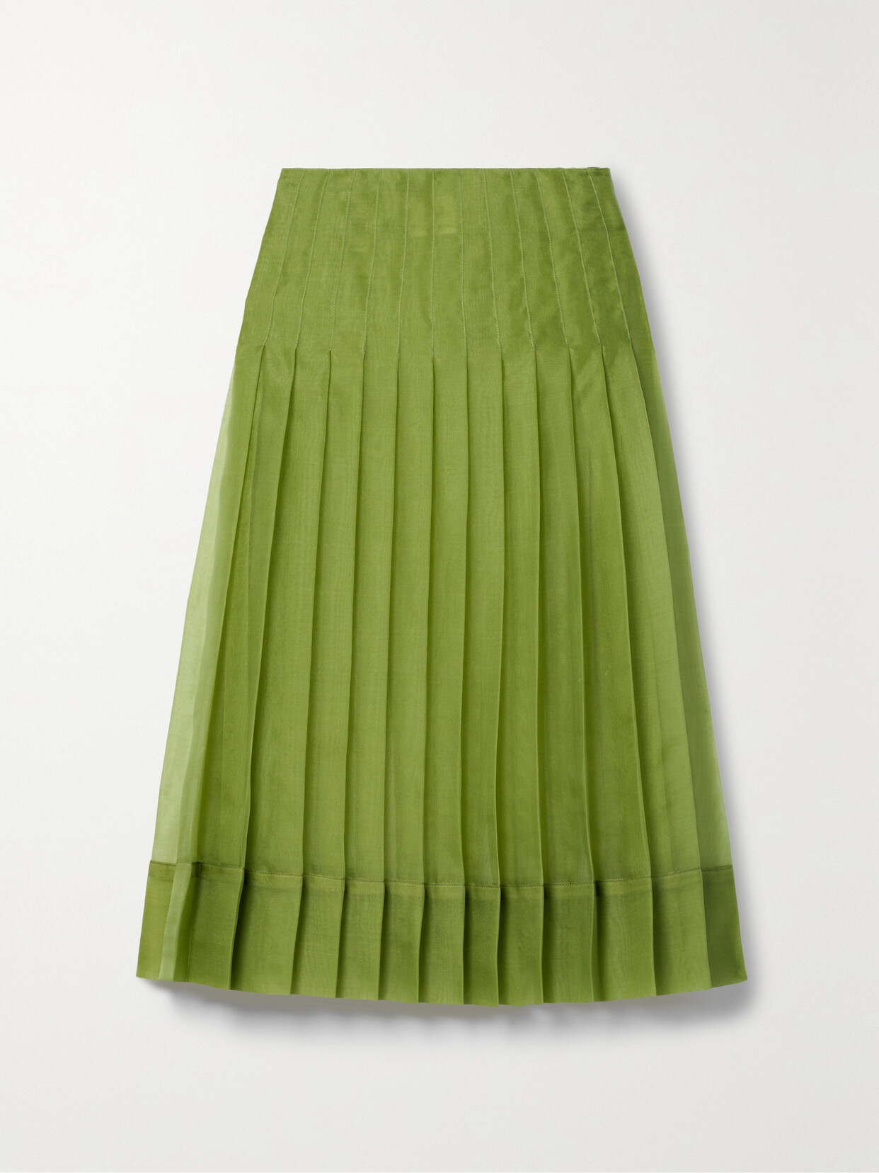 Khaite - Tudi Pleated Silk-organza Midi Skirt - Green