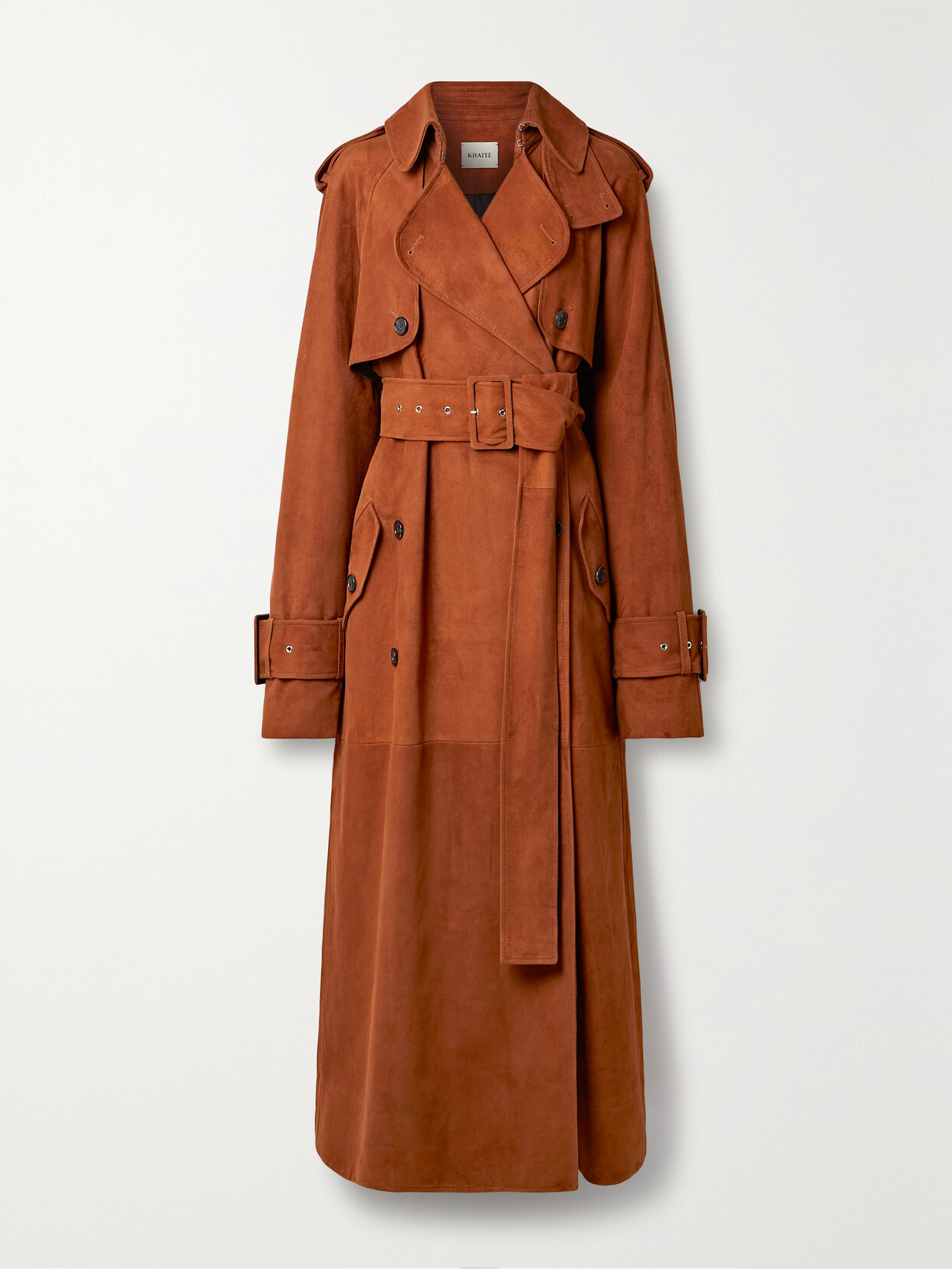 Khaite - Rennie Belted Suede Trench Coat - Orange