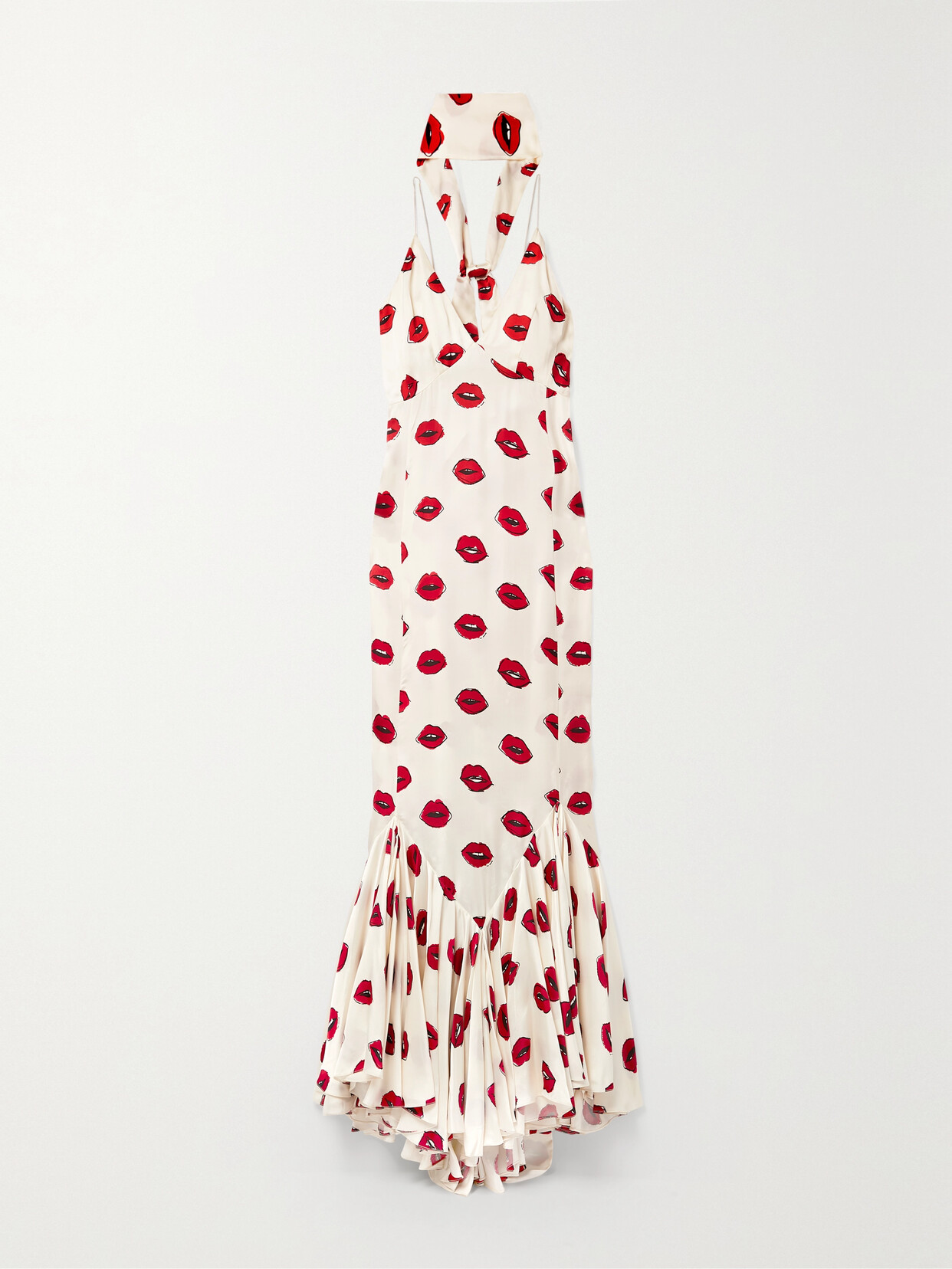 Khaite Candita Scarf-detailed Printed Twill Maxi Dress In Multi