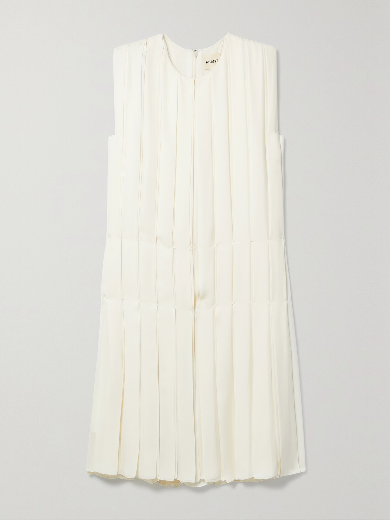Khaite Blaz Pleated Silk Midi Dress - Cream