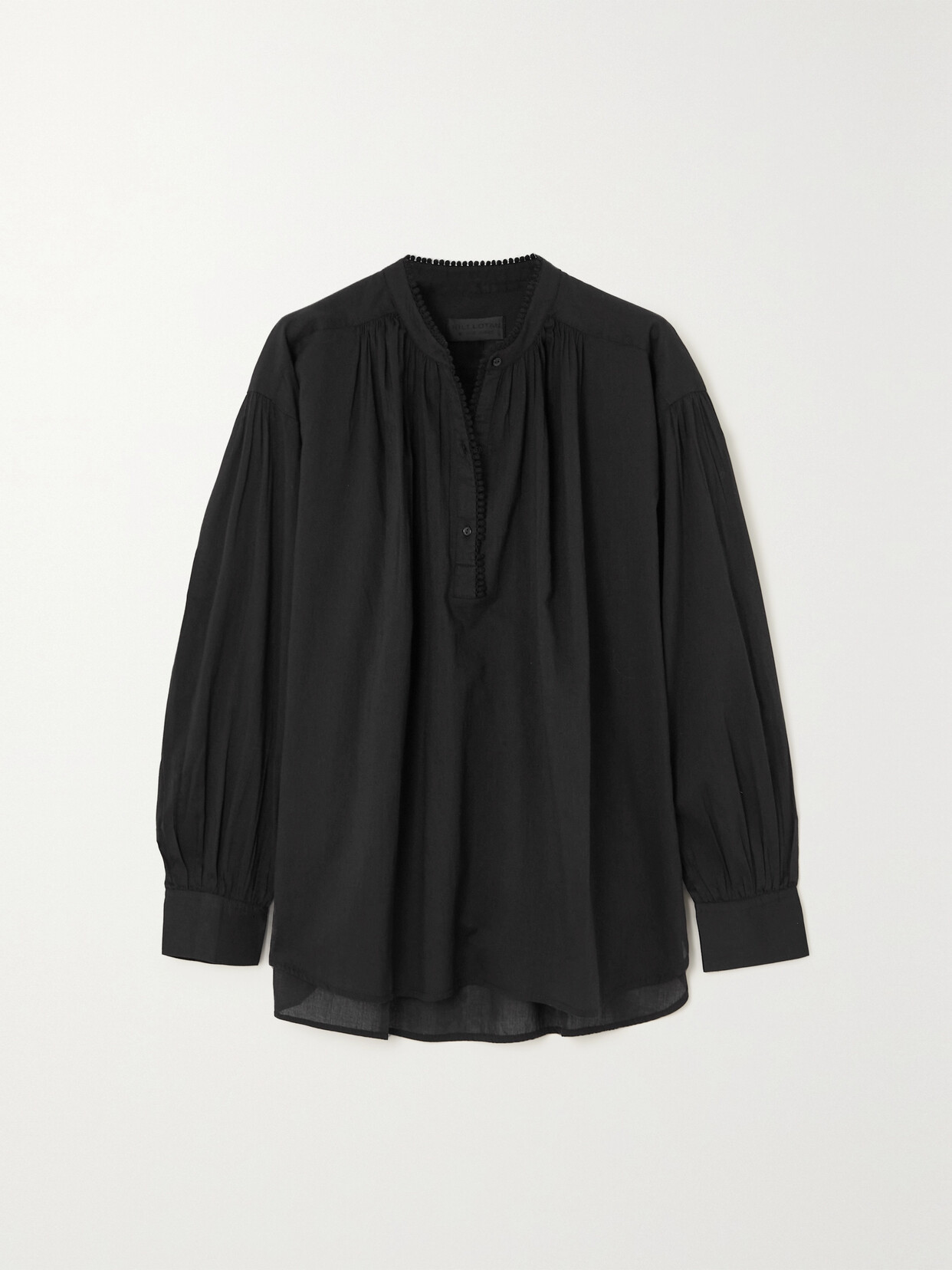 Nili Lotan - Marcel Crochet-trimmed Cotton-voile Blouse - Black