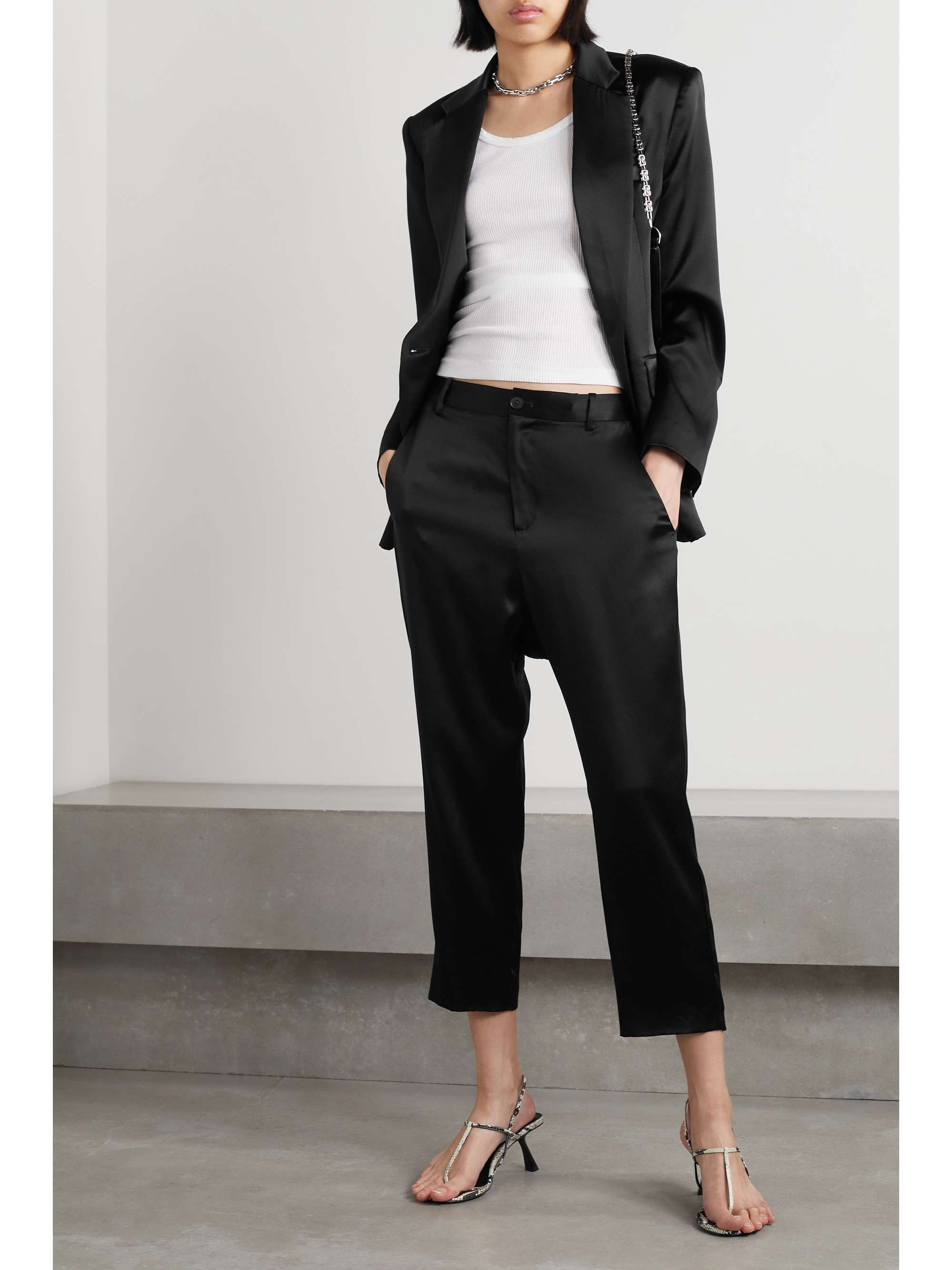 Satin on sale cropped pants