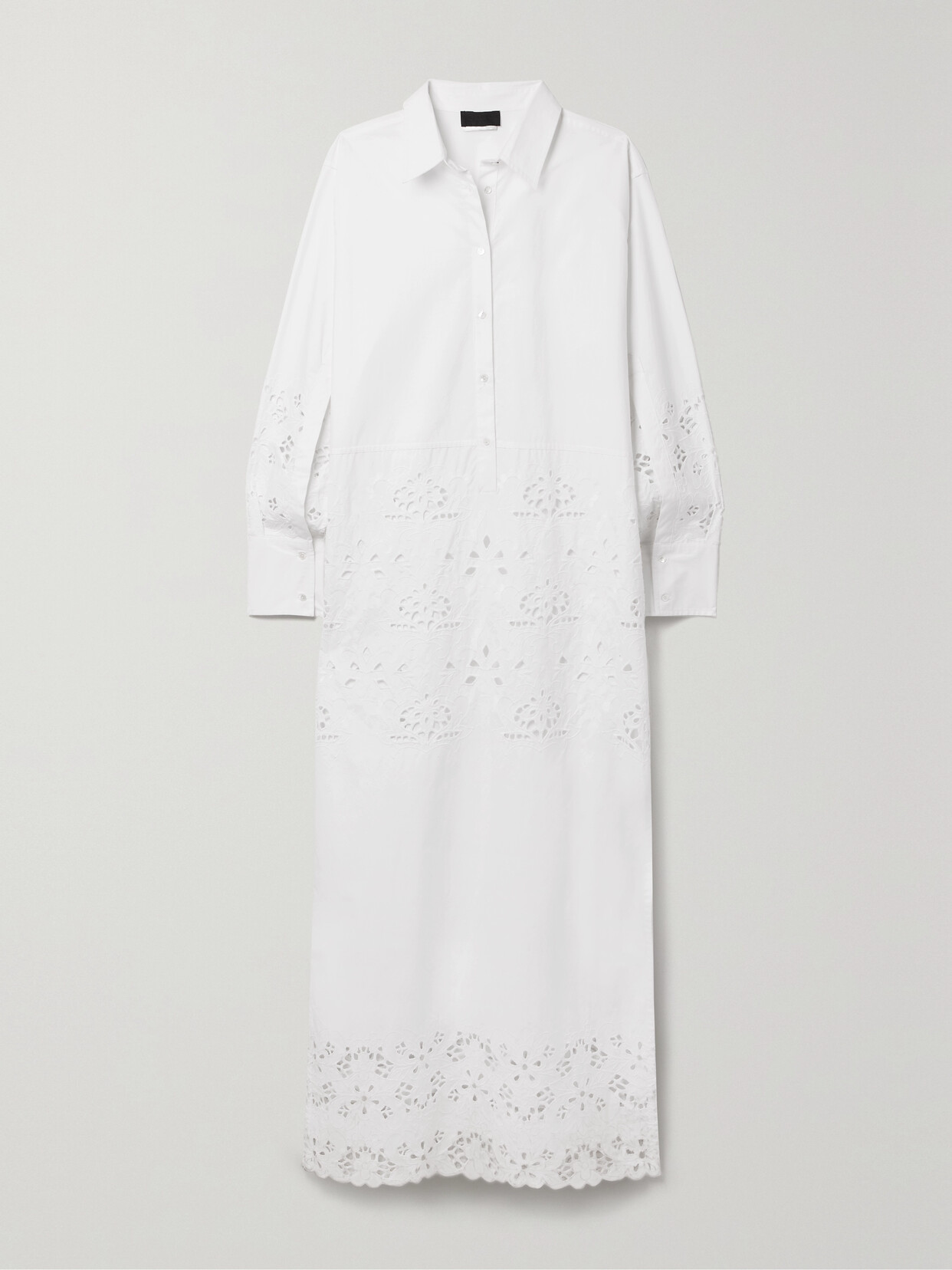 Nili Lotan Louanne Broderie Anglaise-trimmed Cotton-poplin Maxi Shirt Dress - White